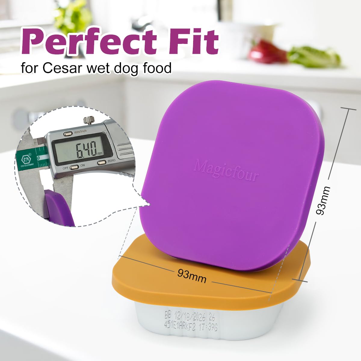 Magicfour: couvercle silicone Cesar violet; pratique et hygiénique pour chaque boîte.