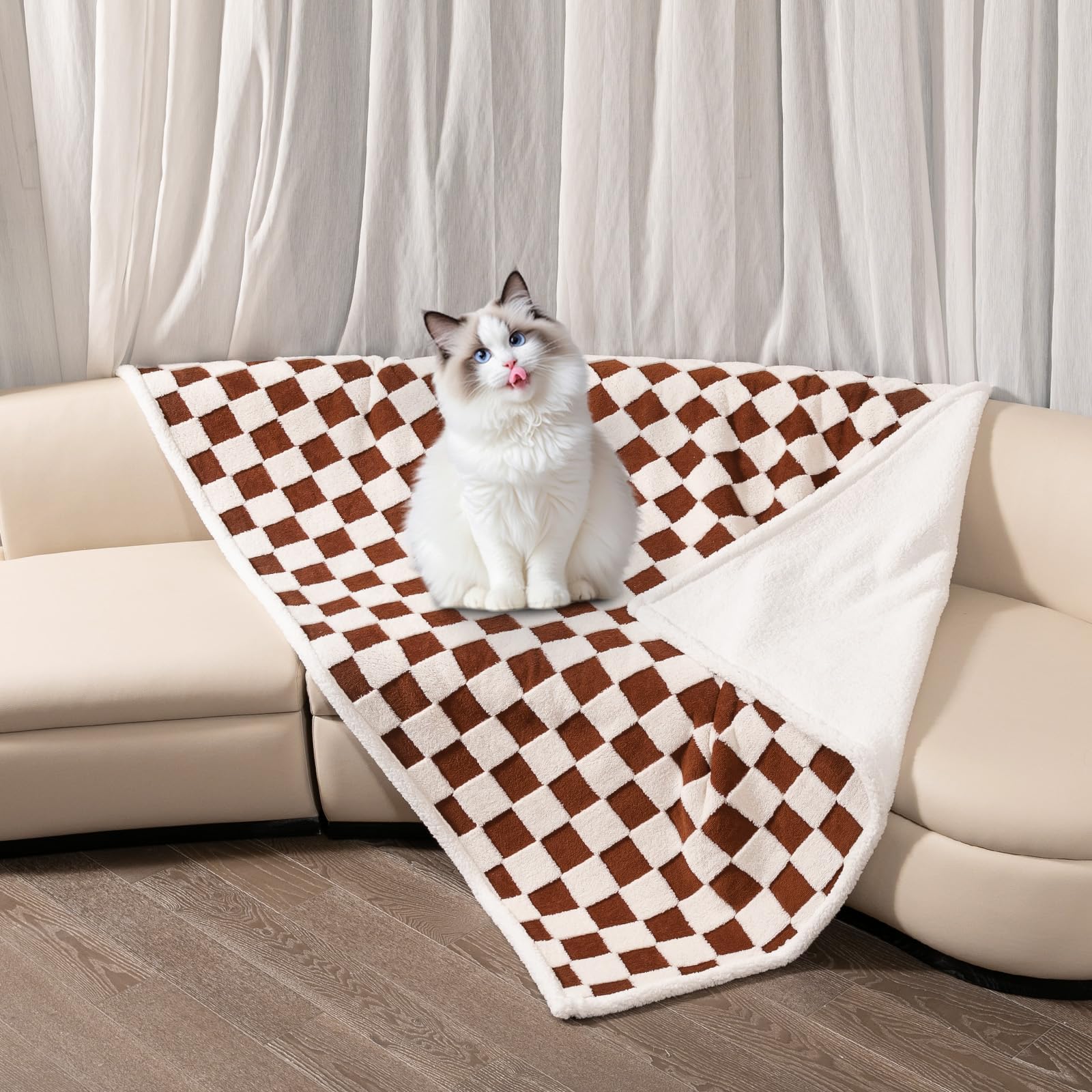 Maidewow couverture imperméable douceur sherpa contact caressant pour chiens et chats