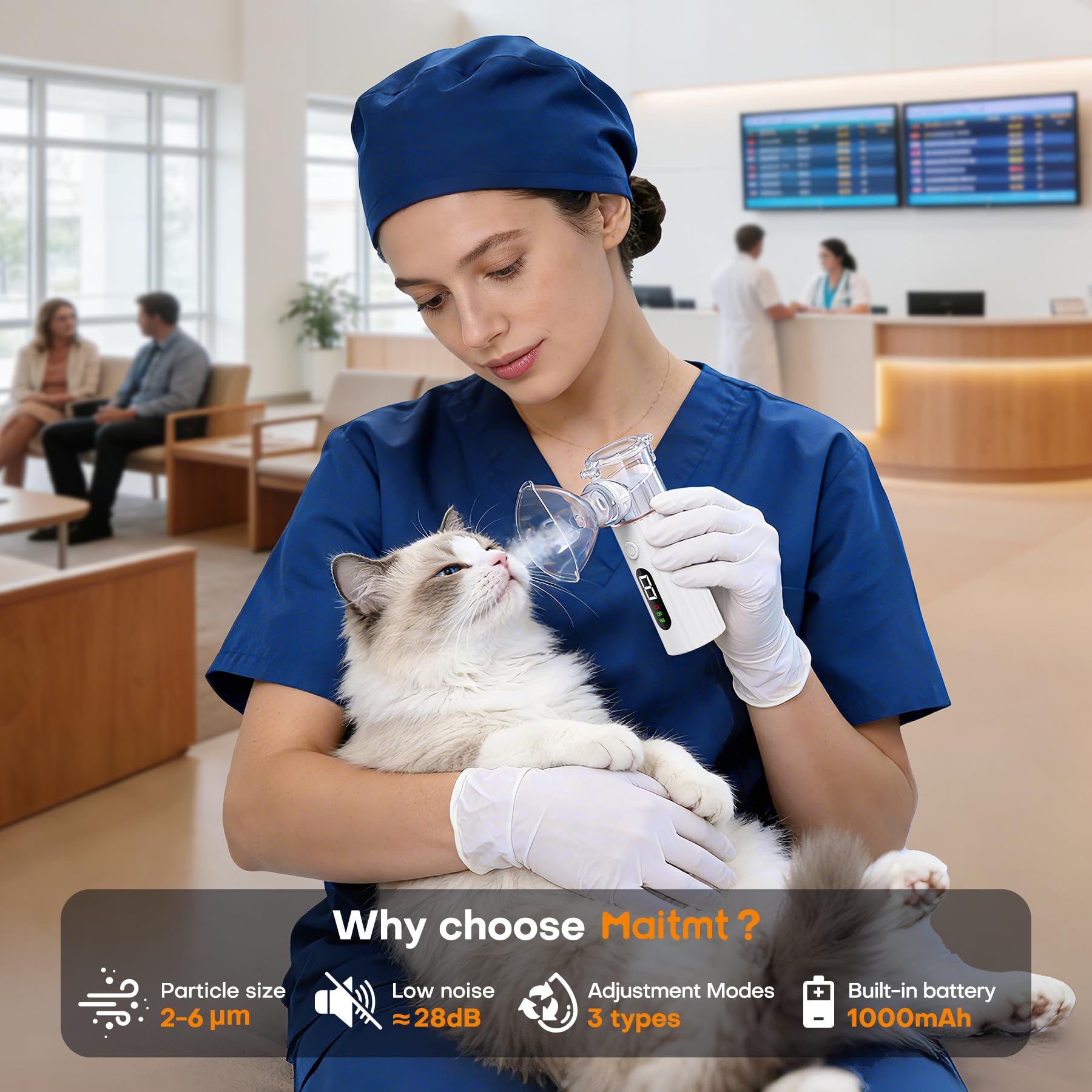 Maitmt nebuliseur batterie integree : usage mobile sans fil.