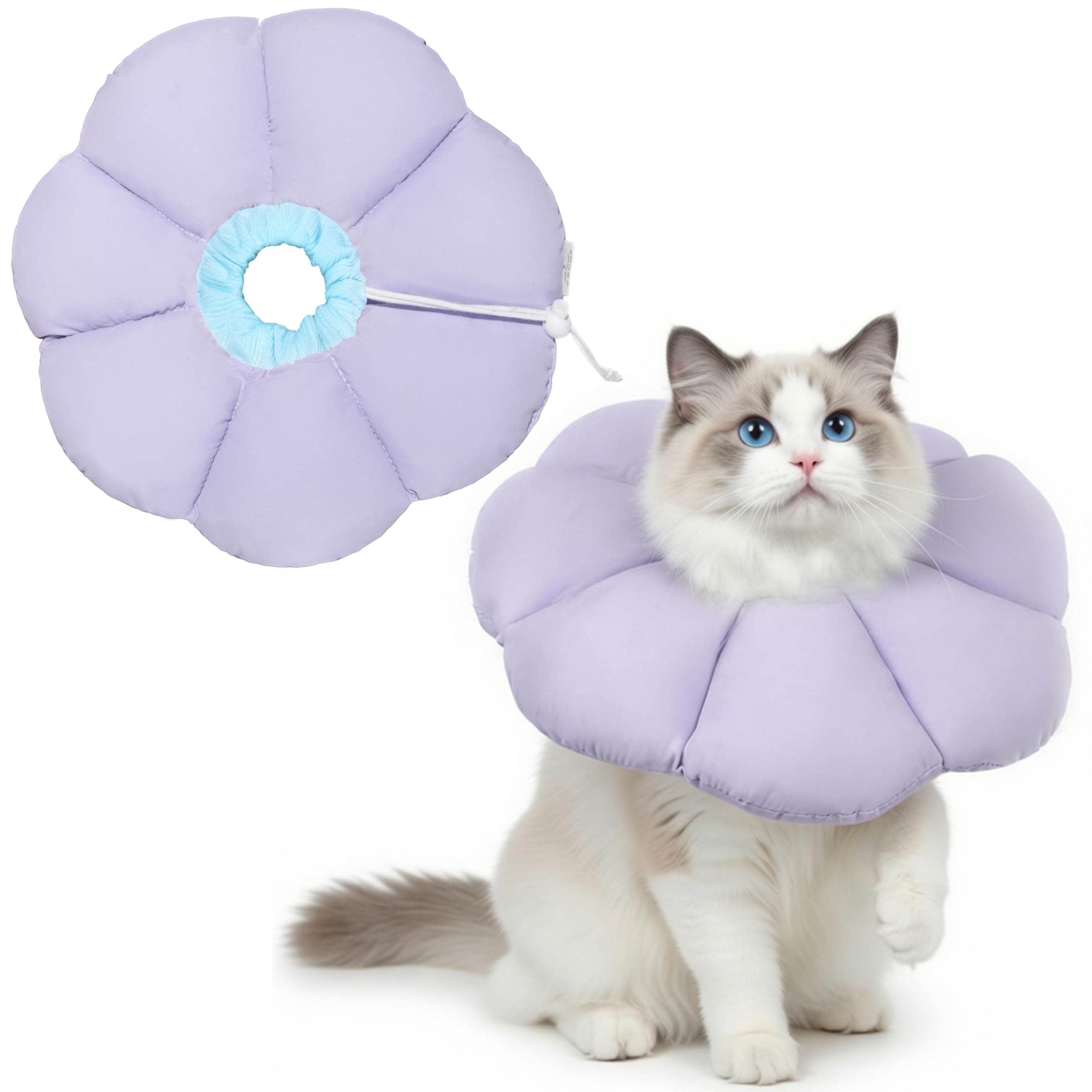 Maïiu cone-chat doux, collier donut rose, confort et protection.