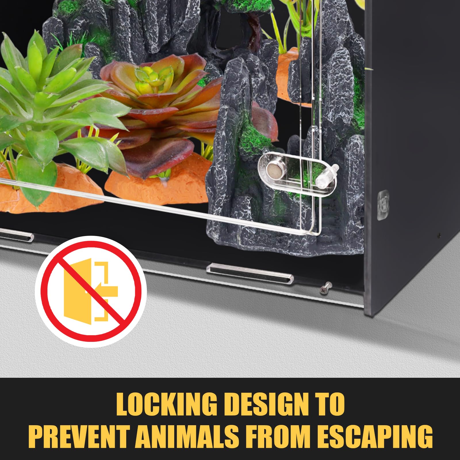 Maïyuolg terrarium 16x16x25 — porte latérale accessible pour manipulation sûre