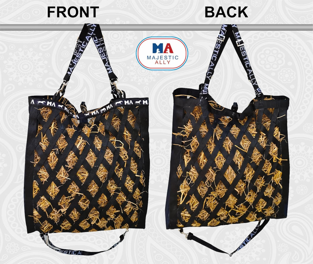 Majestic Ally Double-Side Slow Feed Hay Bag arrière: accès arrière pour équilibre.