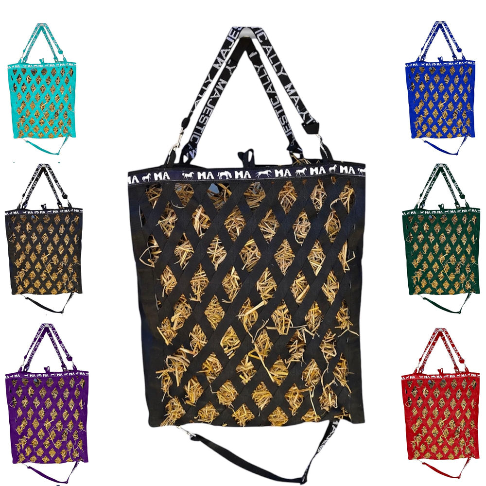 Majestic Ally Double-Side Slow Feed Hay Bag avant: accès double pour alimentation lente.