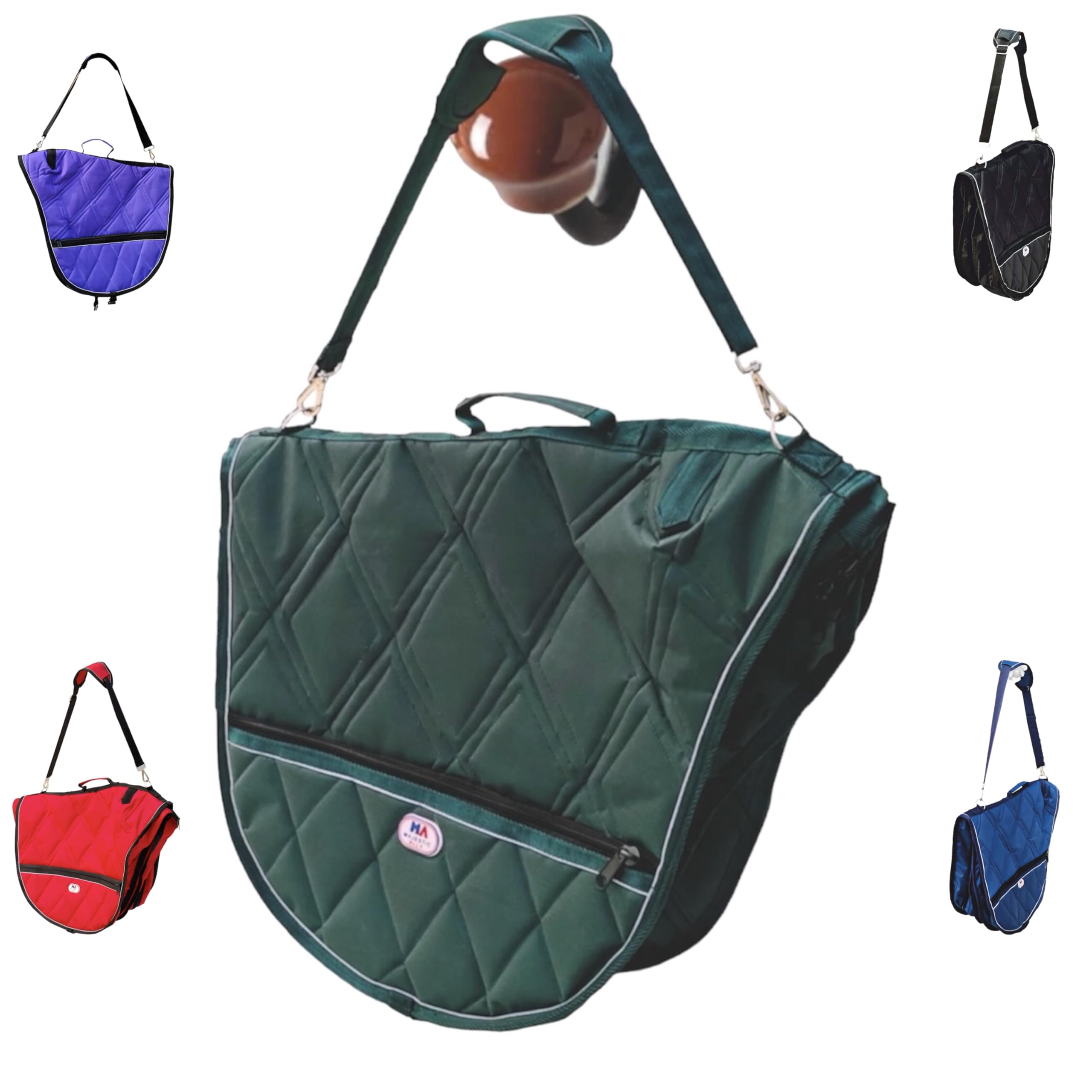 Majestic Ally sac selle anglaise réfléchissant vert Hunter pour sécurité nocturne