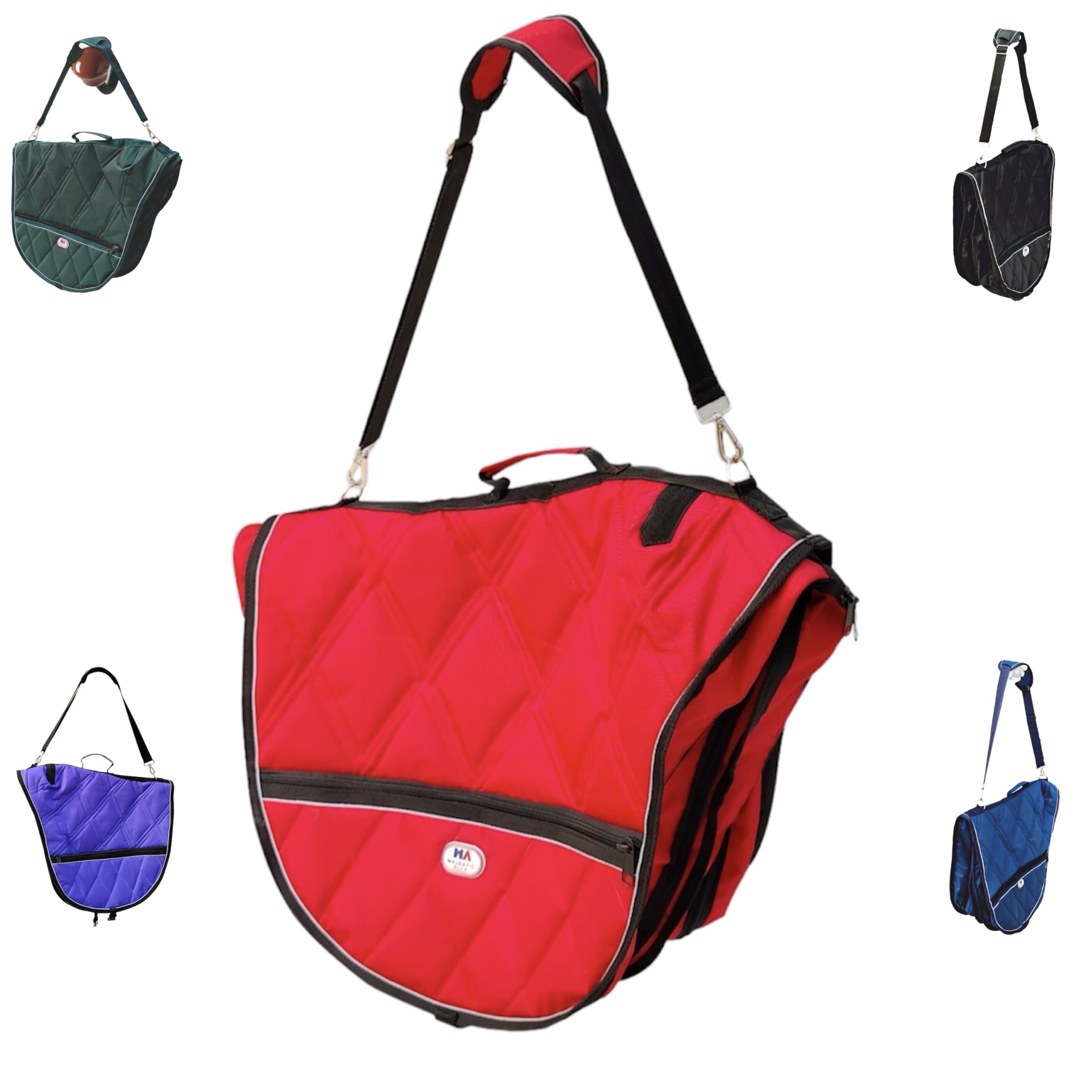 Majestic Ally sac selle anglaise en nylon 1000D rouge, protège et organise votre selle.