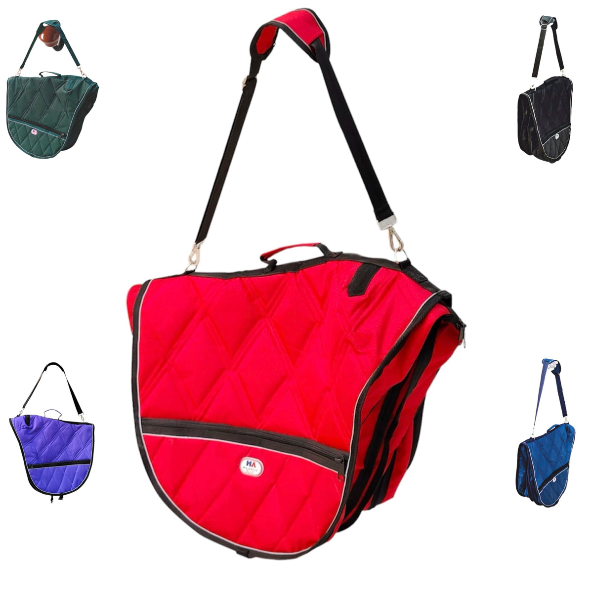 Majestic Ally sac selle anglaise en nylon 1000D rouge, protège et organise votre selle.