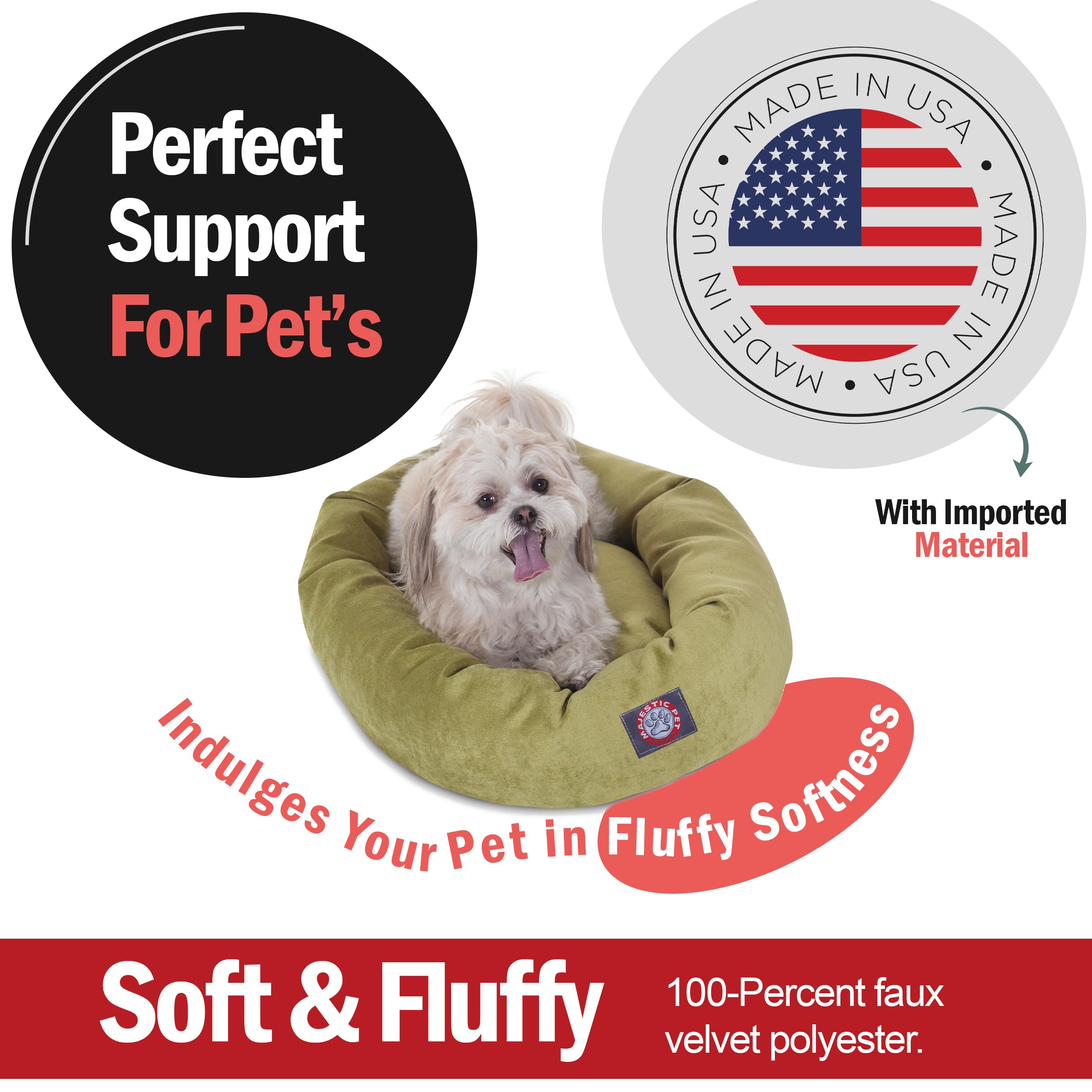 Majestic Pet coussin donut doux, parfait pour se blottir et se détendre.