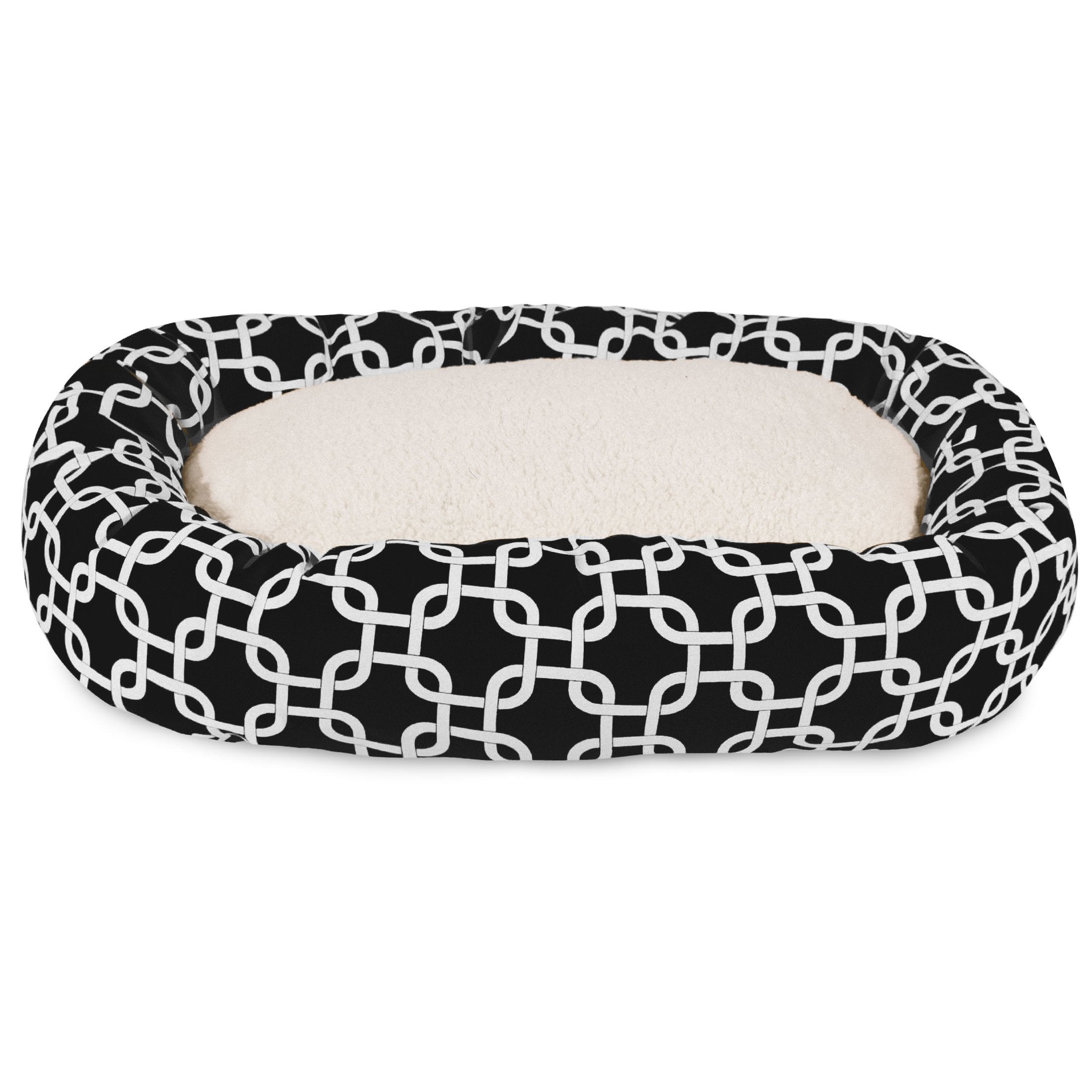 Détail sherpa du lit donut Majestic Pet pour des câlins confortables.