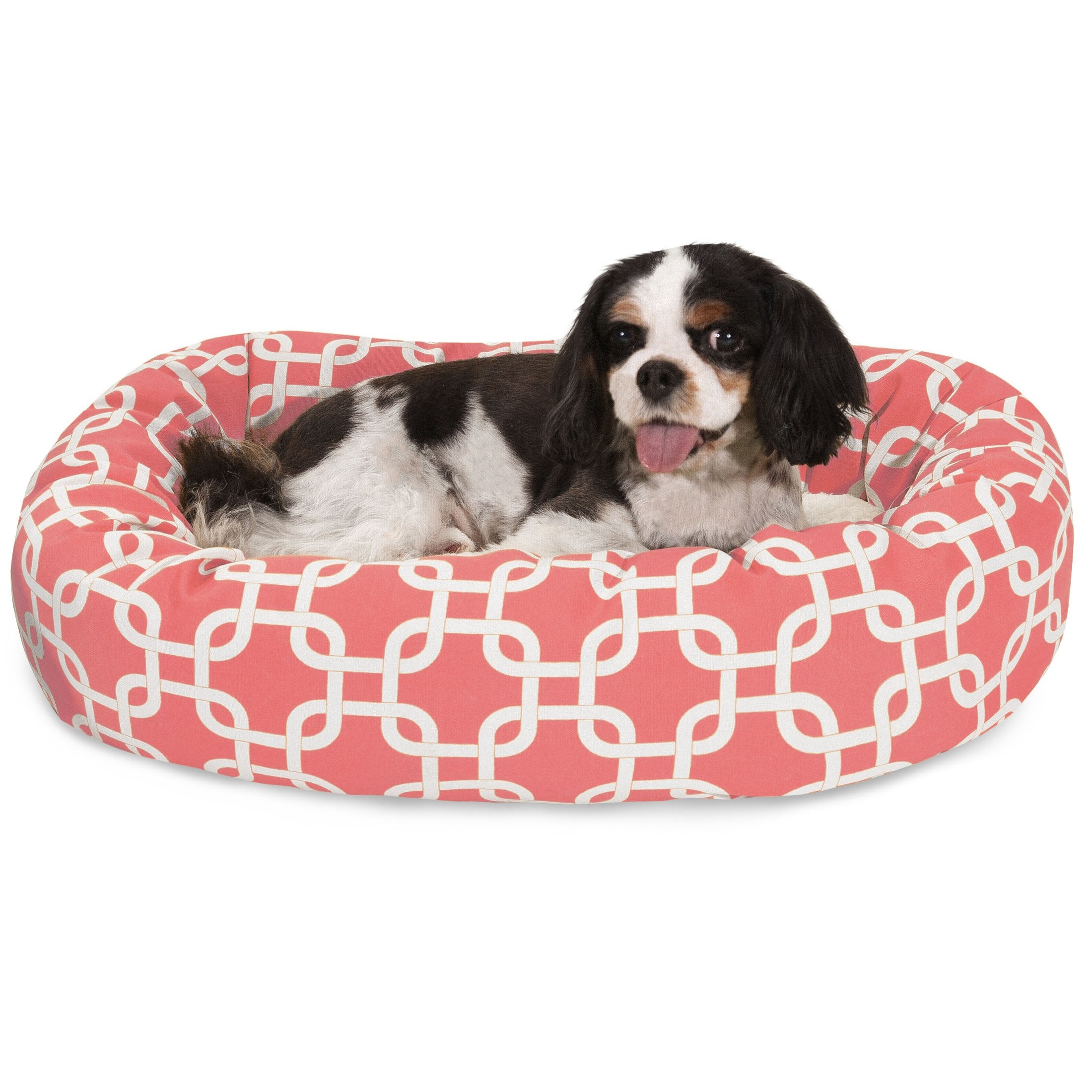 Lit pour chien Majestic Pet 24 po Sherpa Coral – vue avant, cocon douillet pour les siestes.