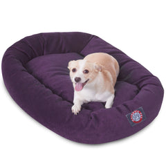 Majestic Pet lit bagel en velours aubergine, confort durable.