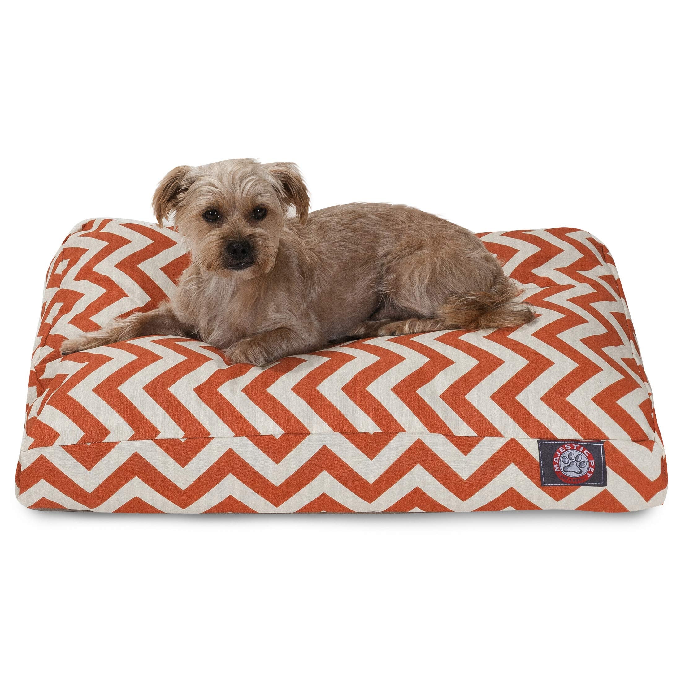 Majestic Pet lit chien rectangle Chevron orange, confort enveloppant pour sieste.