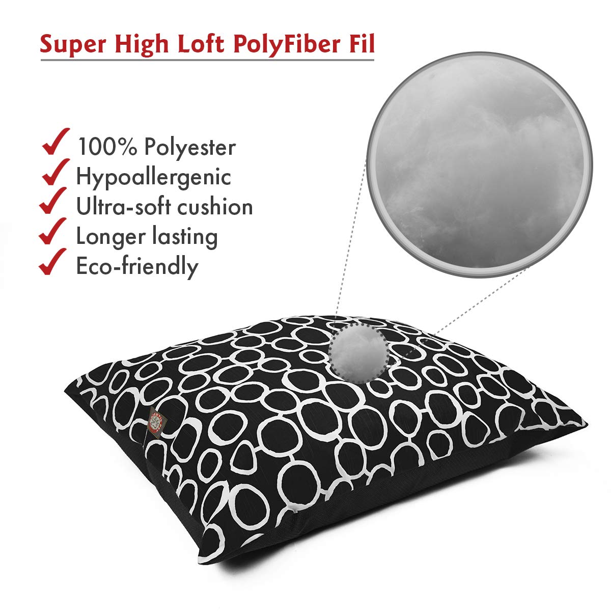 Lit chien rectangle lavable en machine, entretien facile avec Majestic Pet.