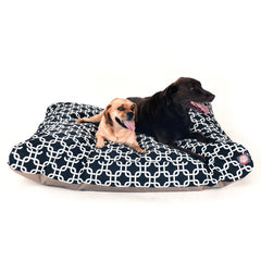 Lit chien Majestic Pet rectangle extralarge rayures noir, confort moelleux pour repos prolongé.