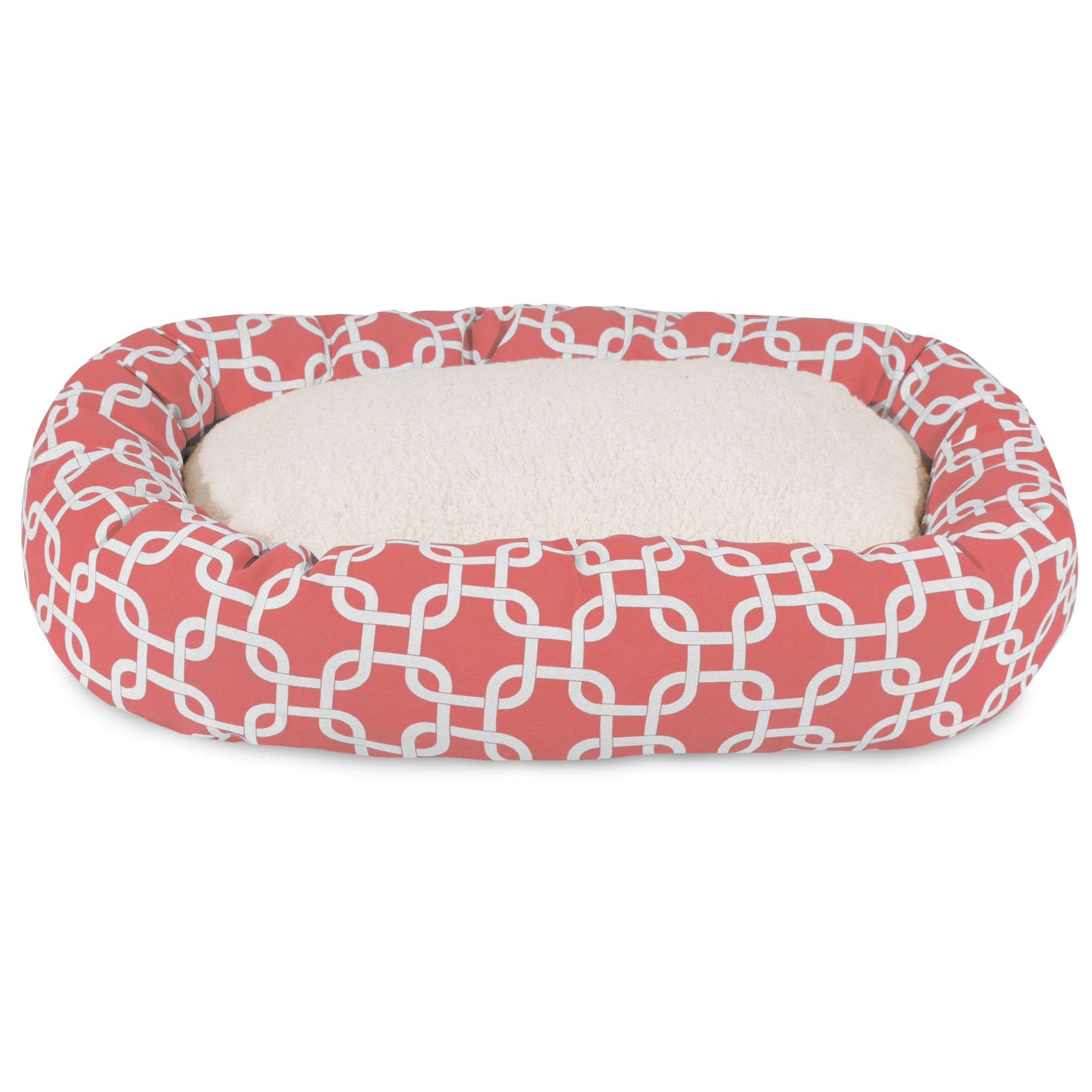 Majestic Pet lit donut – vue détail tissu Sherpa doux, idéal pour des siestes détendues.