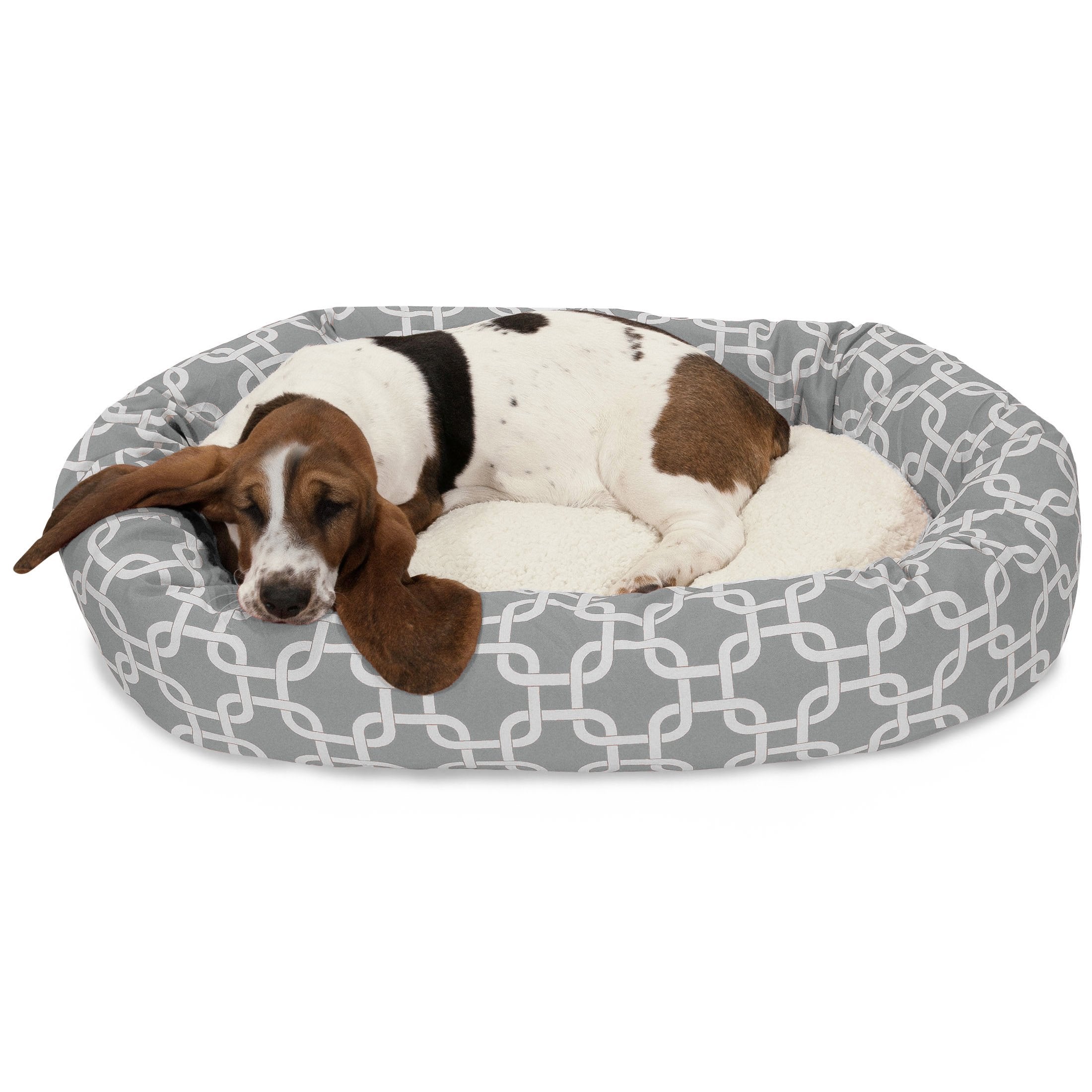 Majestic Pet lit-donut-sherpa-gris : cocon moelleux pour repos.