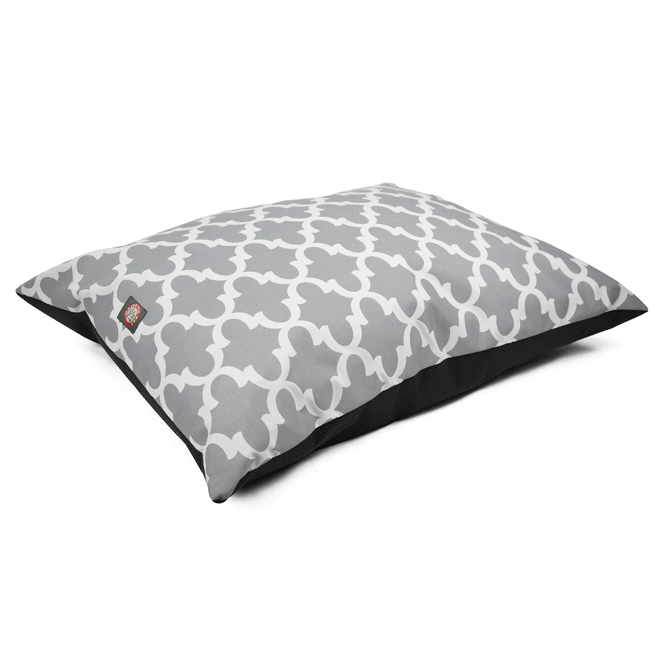 Lit Majestic Pet rectangle moyen avec motif treillis gris pour un repos agréable.