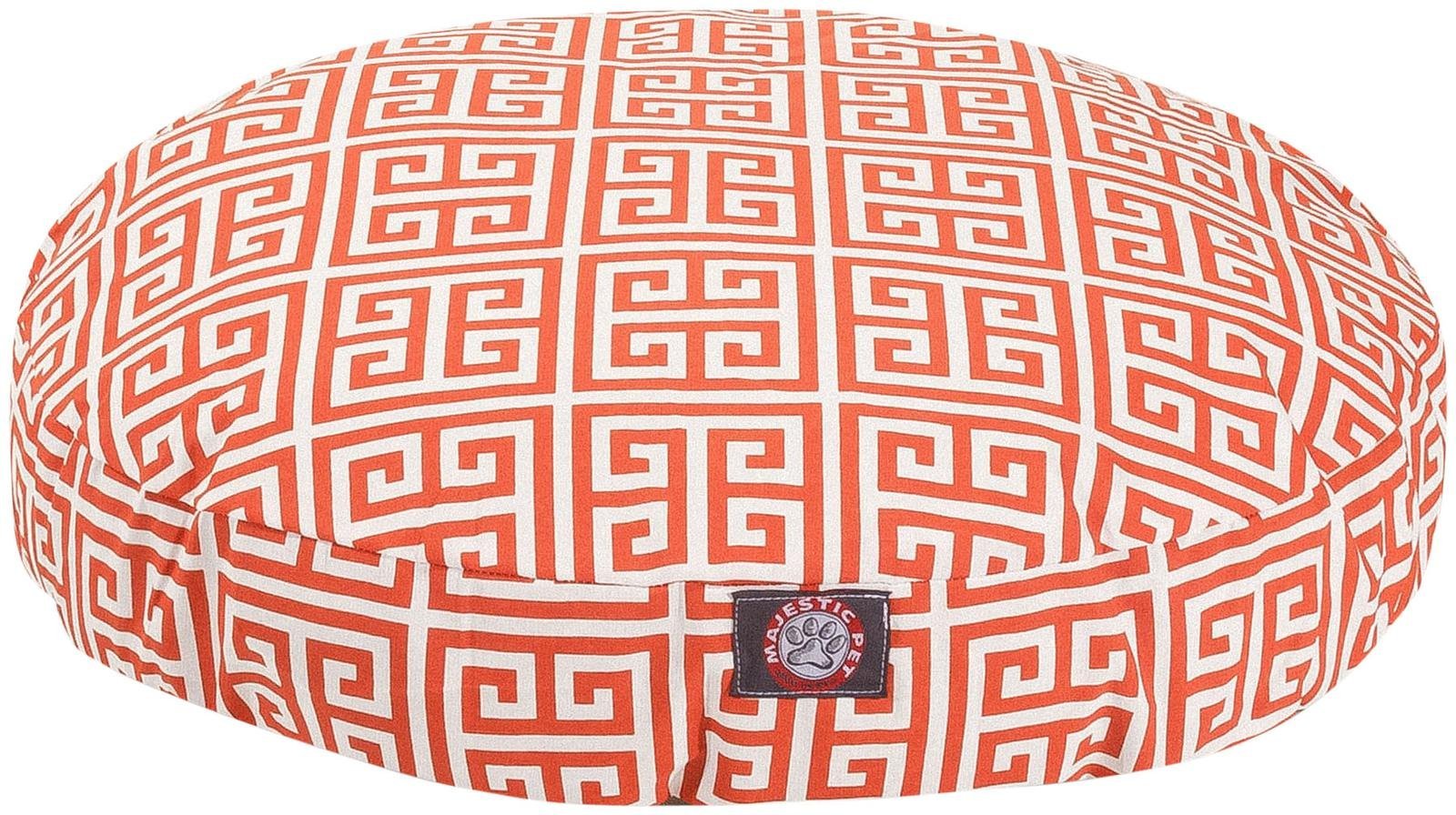 Le lit rond orange Majestic Pet, parfait pour usage intérieur et extérieur, confort durable.