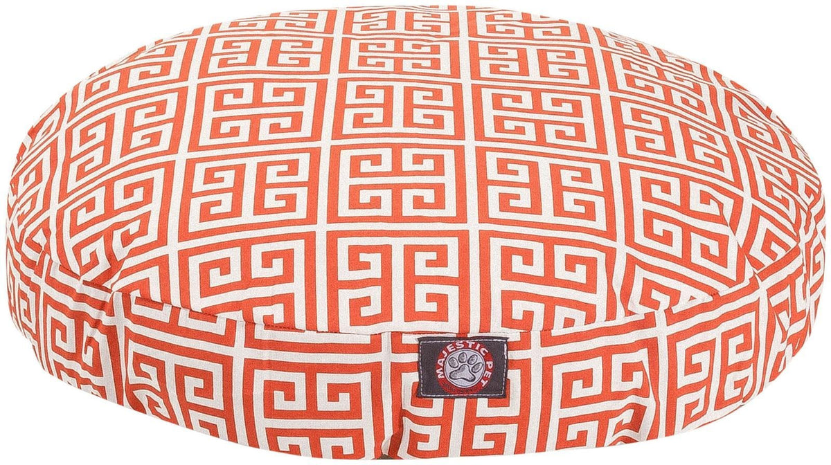 Le lit rond orange Majestic Pet, parfait pour usage intérieur et extérieur, confort durable.