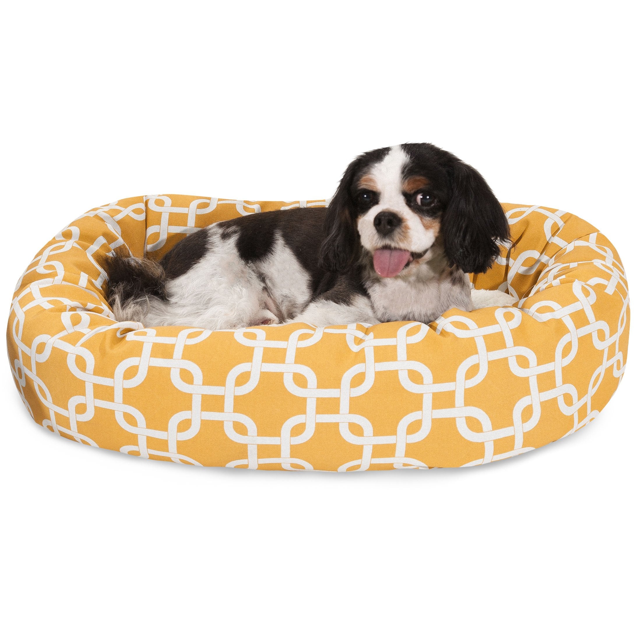 Lit rond Sherpa jaune Majestic Pet offrant confort et repos