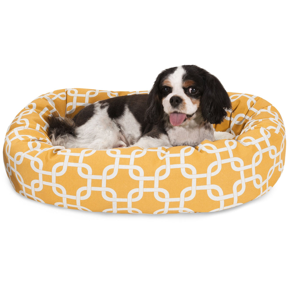 Lit rond Sherpa jaune Majestic Pet offrant confort et repos