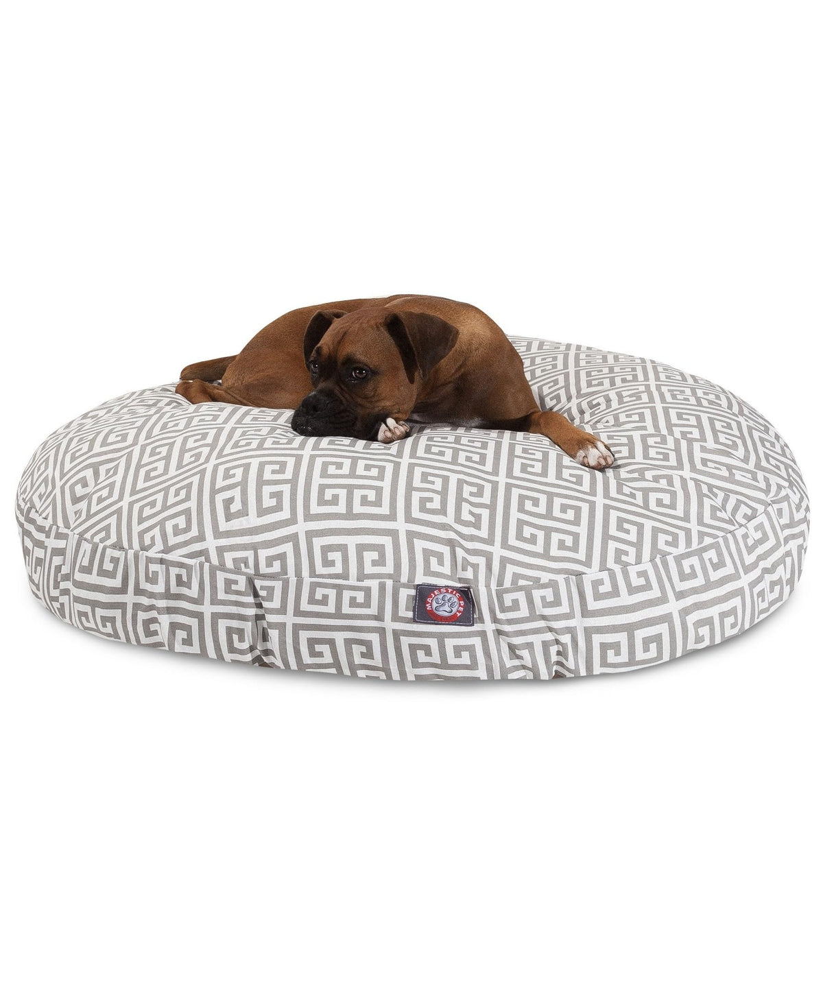 Lit rond gris Majestic Pet intérieur et extérieur, confortable et robuste.