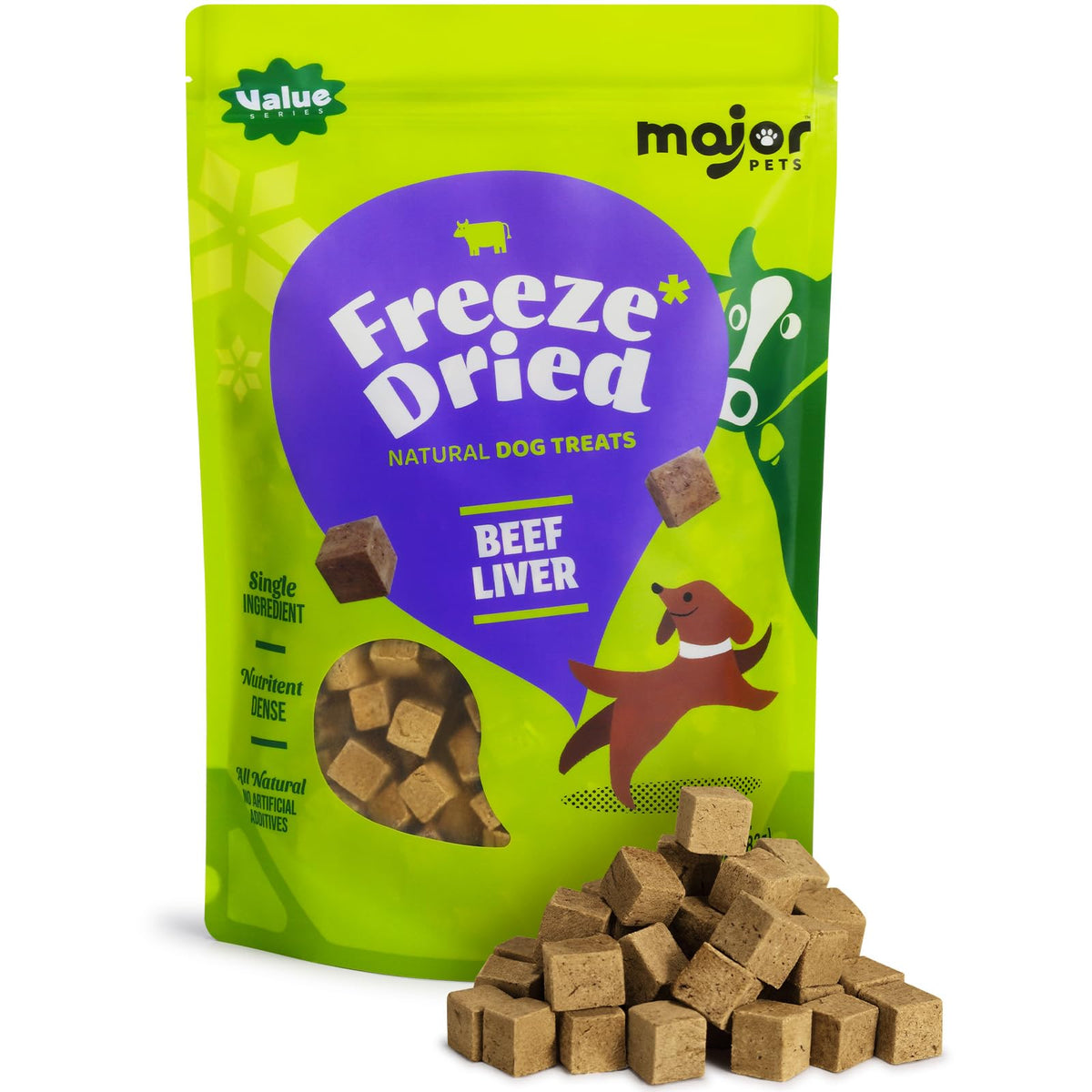 MAJOR PETS foie bœuf lyophilisé dans un sachet – récompense simple et naturelle pour l'entraînement