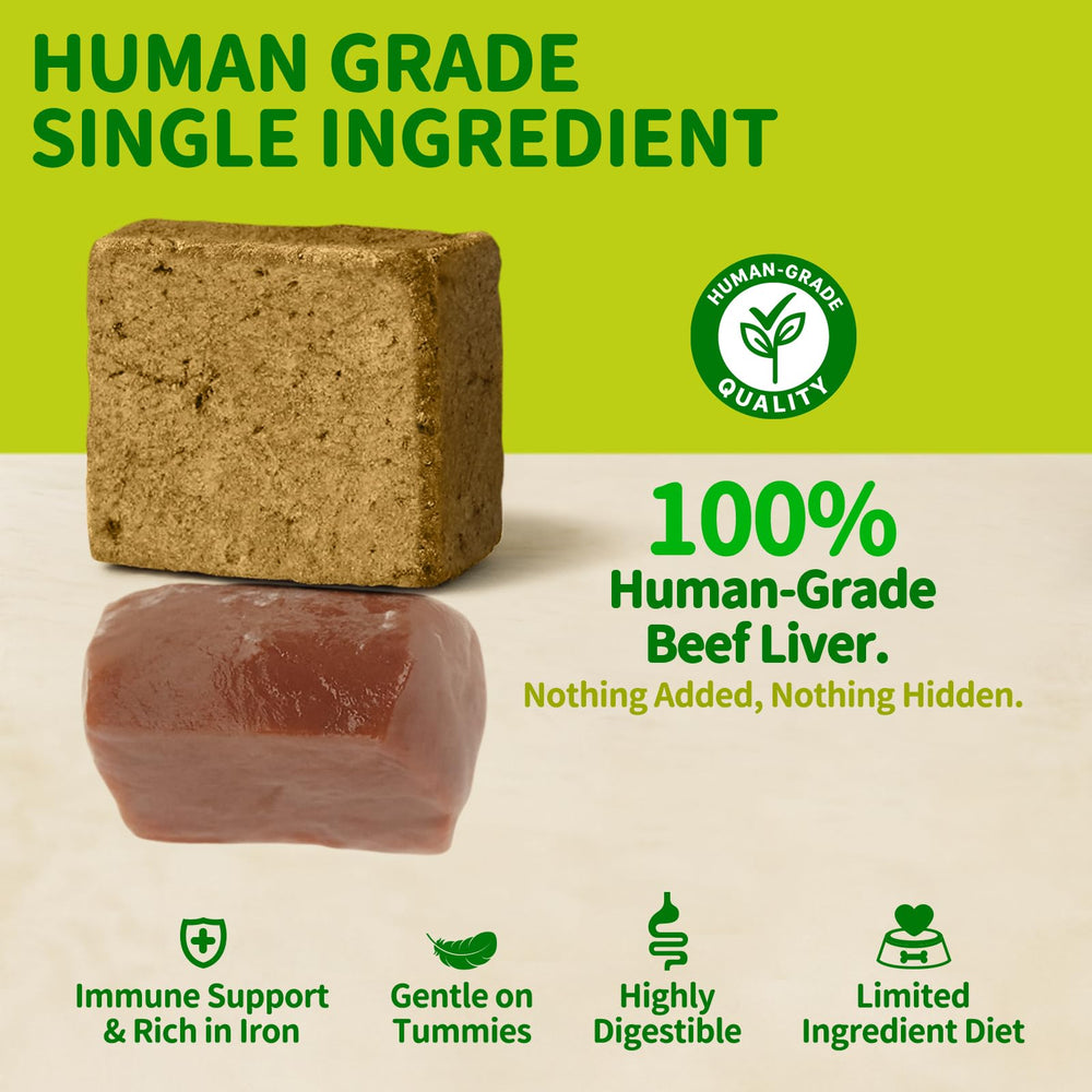 MAJOR PETS, ingrédient unique foie de boeuf, sans additifs.