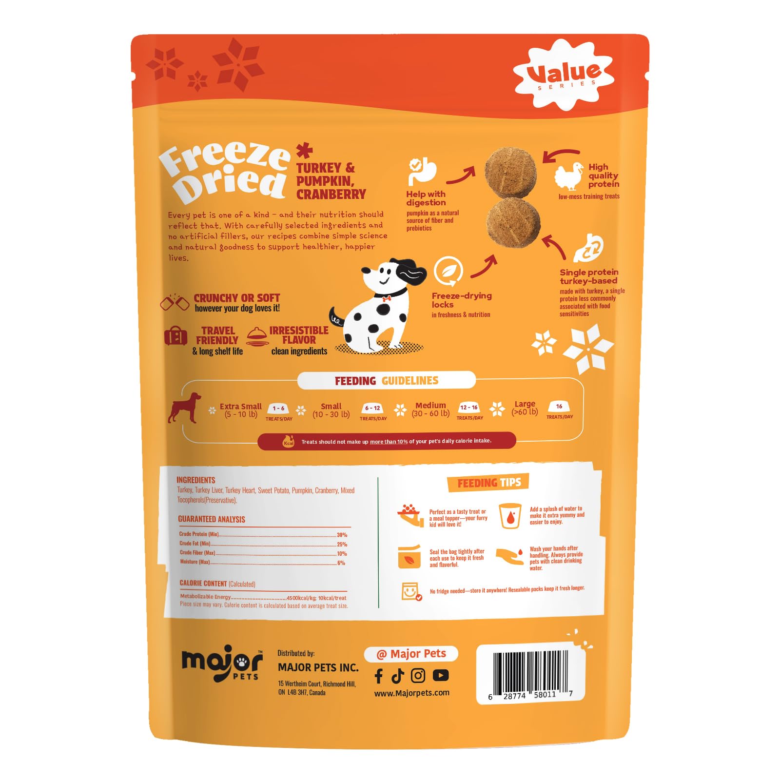 Sachet refermable Major Pets: pratique pour emporter et conserver la fraîcheur.