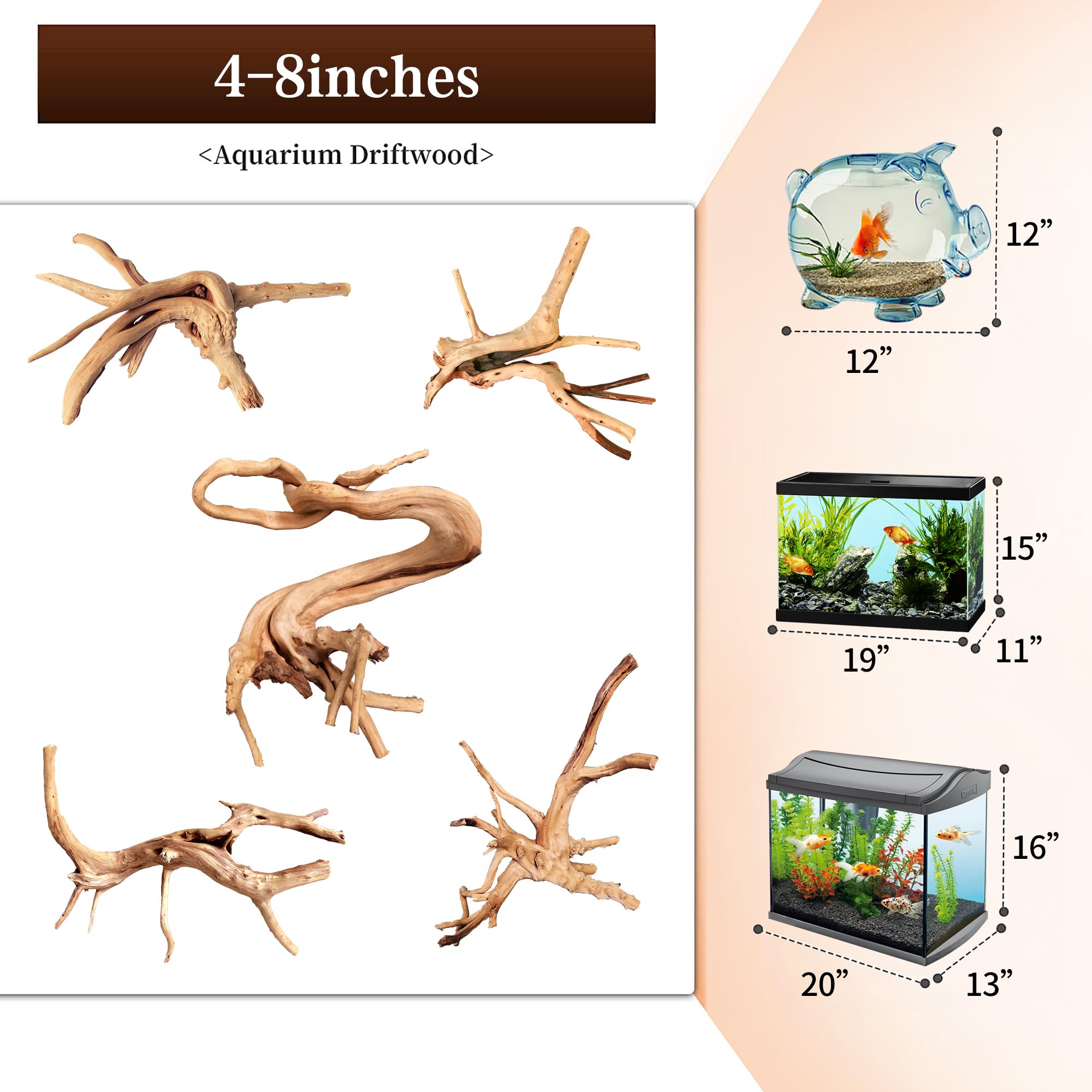 Majoywoo bois araignee deco aquatique, idéale pour embellir votre aquarium.