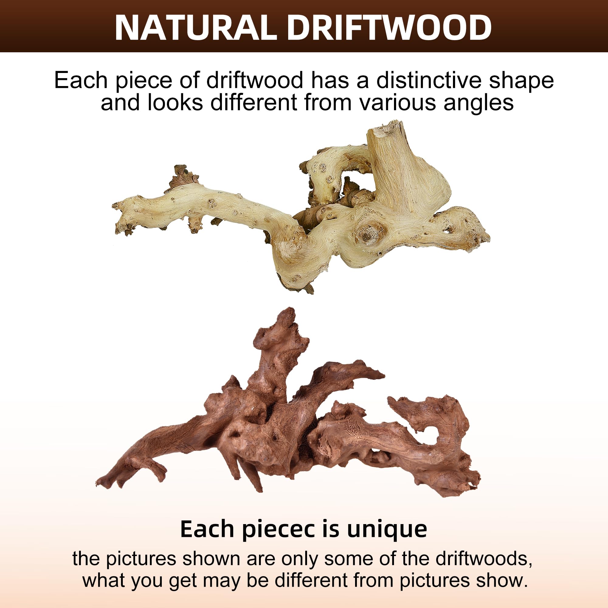 Branche bois flotté majoywoo 9–14 pouces, parfait pour grands aquariums.