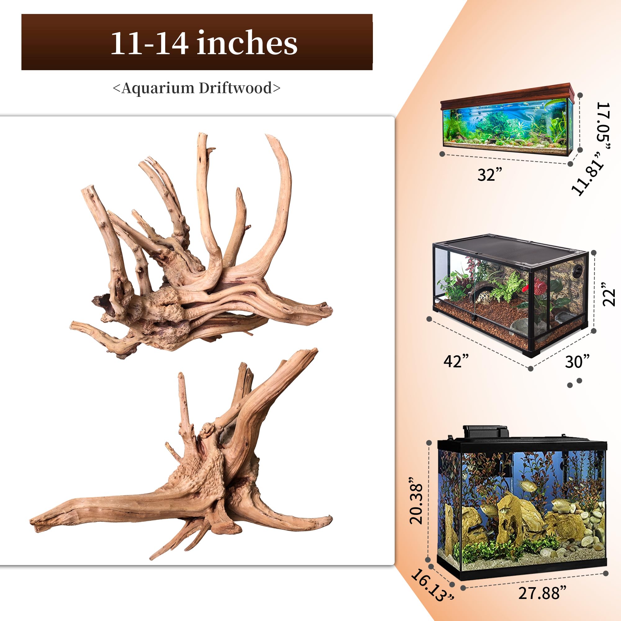 majoywoo bois araignee 11-14 pouces offre structure et zones de repos pour poissons