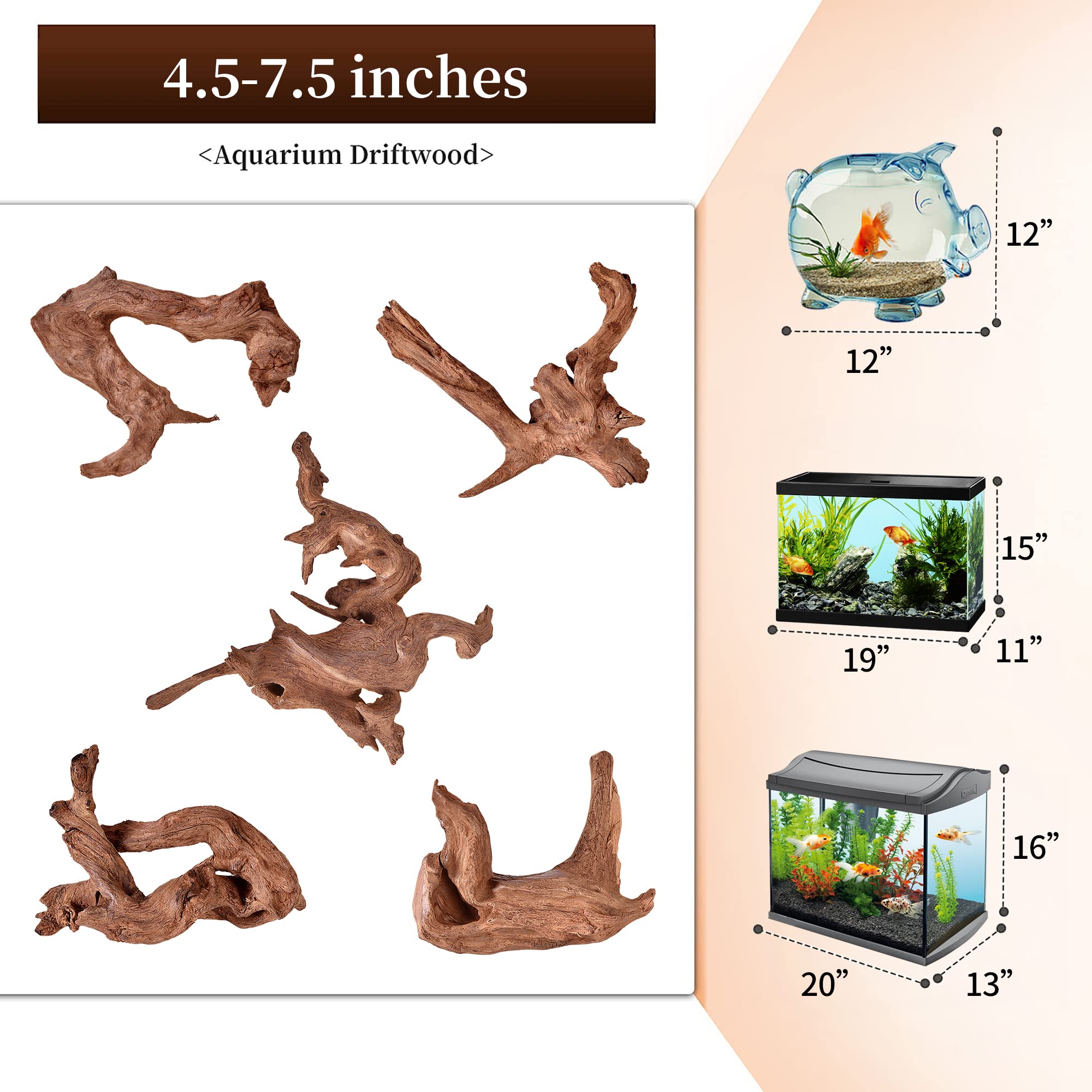 majoywoo branche driftwood pour aquarium, scene-realiste pour plantes et poissons