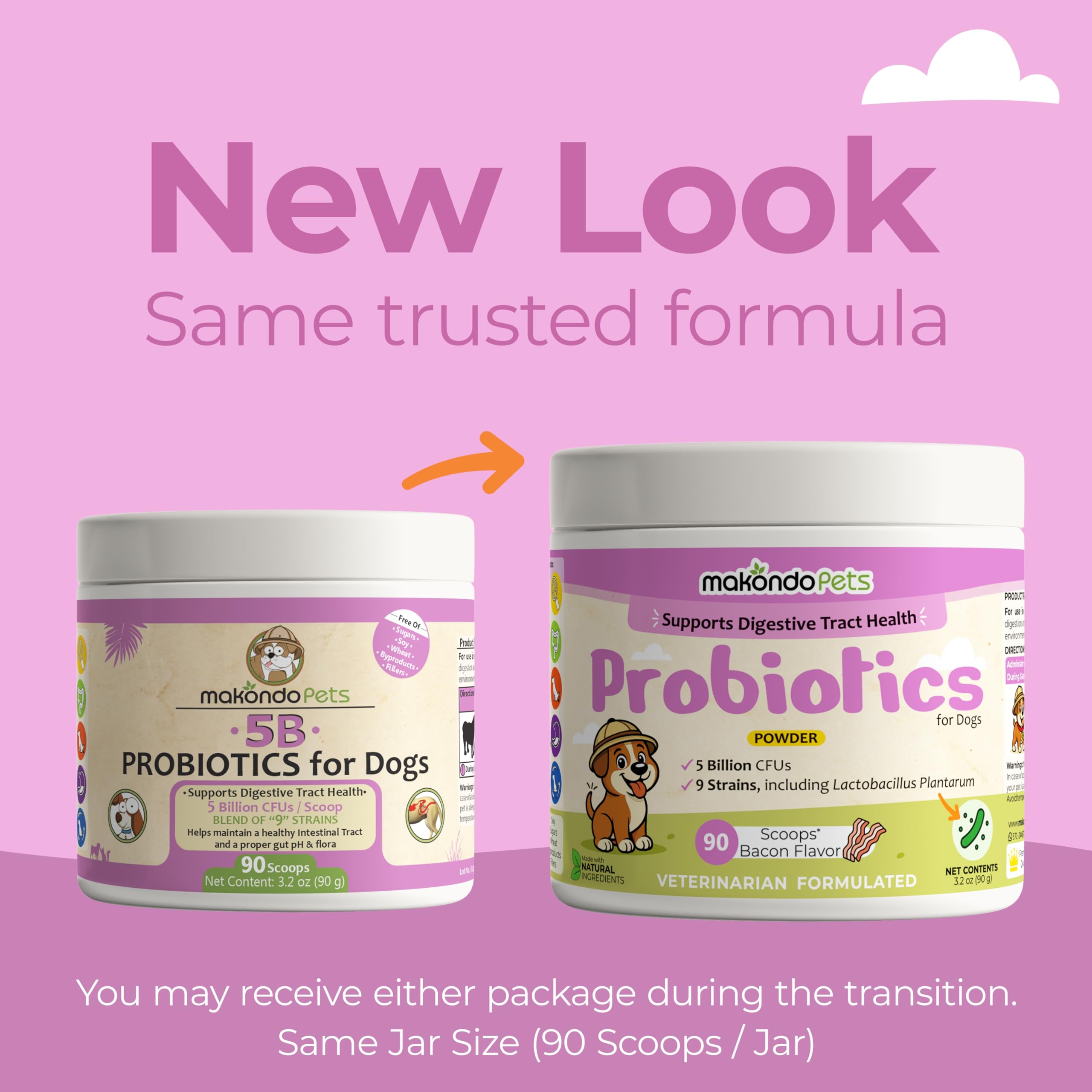 Makondo Pets Probiotiques Chiens - sachet-poudre pratique pour administration quotidienne.
