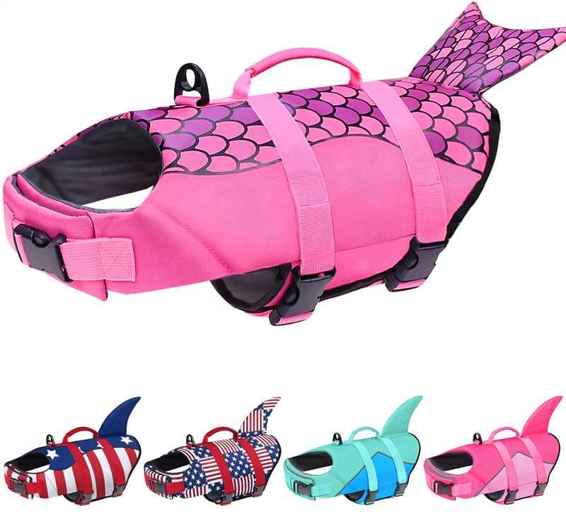 Malier gilet chien Requin rose – avant visible pour la natation.