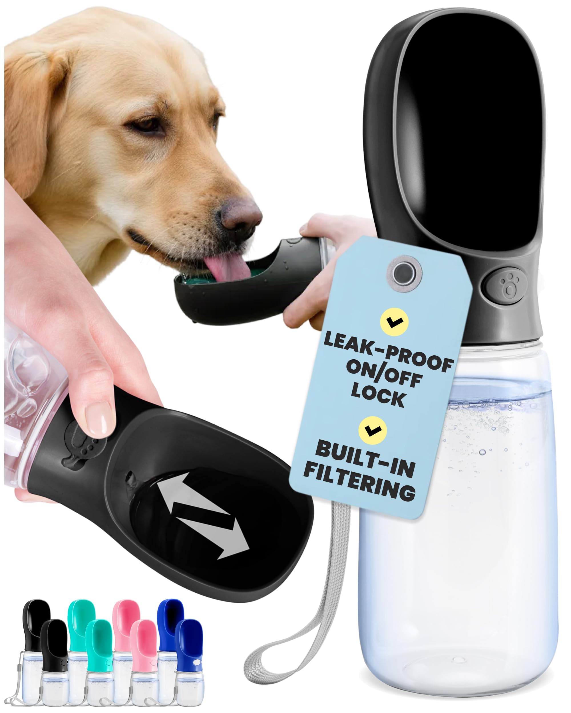 MalsiPree bouteille d'eau chien 19oz noire prête pour l'extérieur