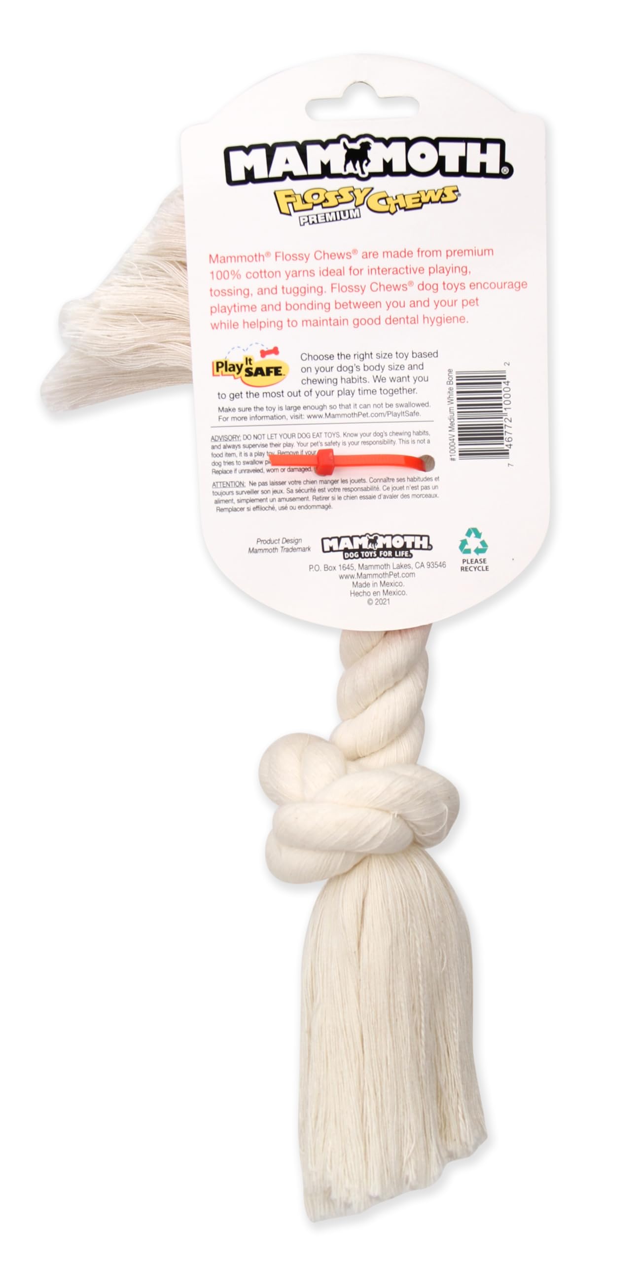 Mammoth Flossy Chews taille moyenne idéale pour chiens 30 à 50 lb.