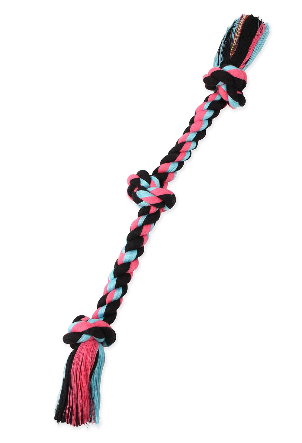 Jouet corde Mammoth Flossy Chews, 3 noeuds, idéal pour tir interactif.