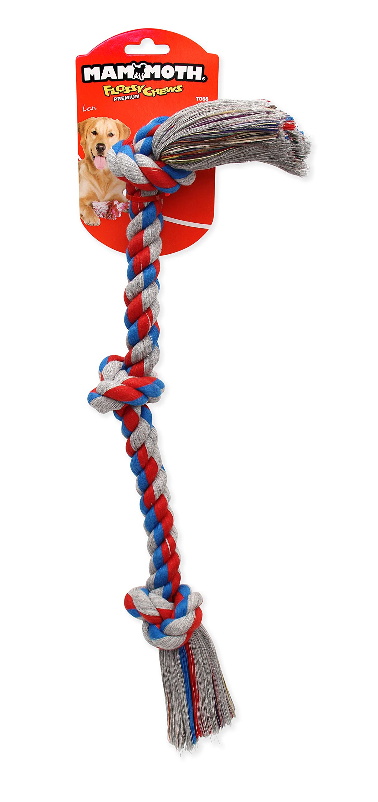 Corde Mammoth Flossy Chews à couleurs multiples pour des jeux variés.