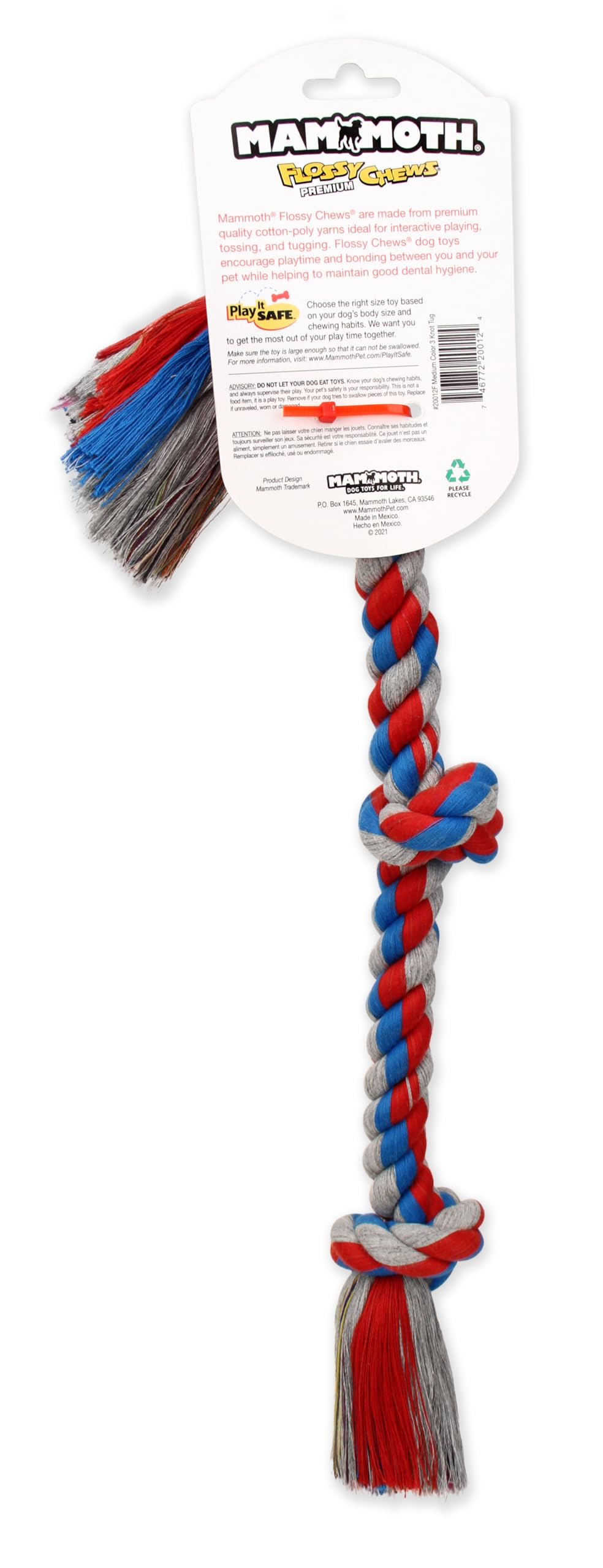 Mammoth Flossy Chews moyen, adapté pour chiens 30-50 lb.