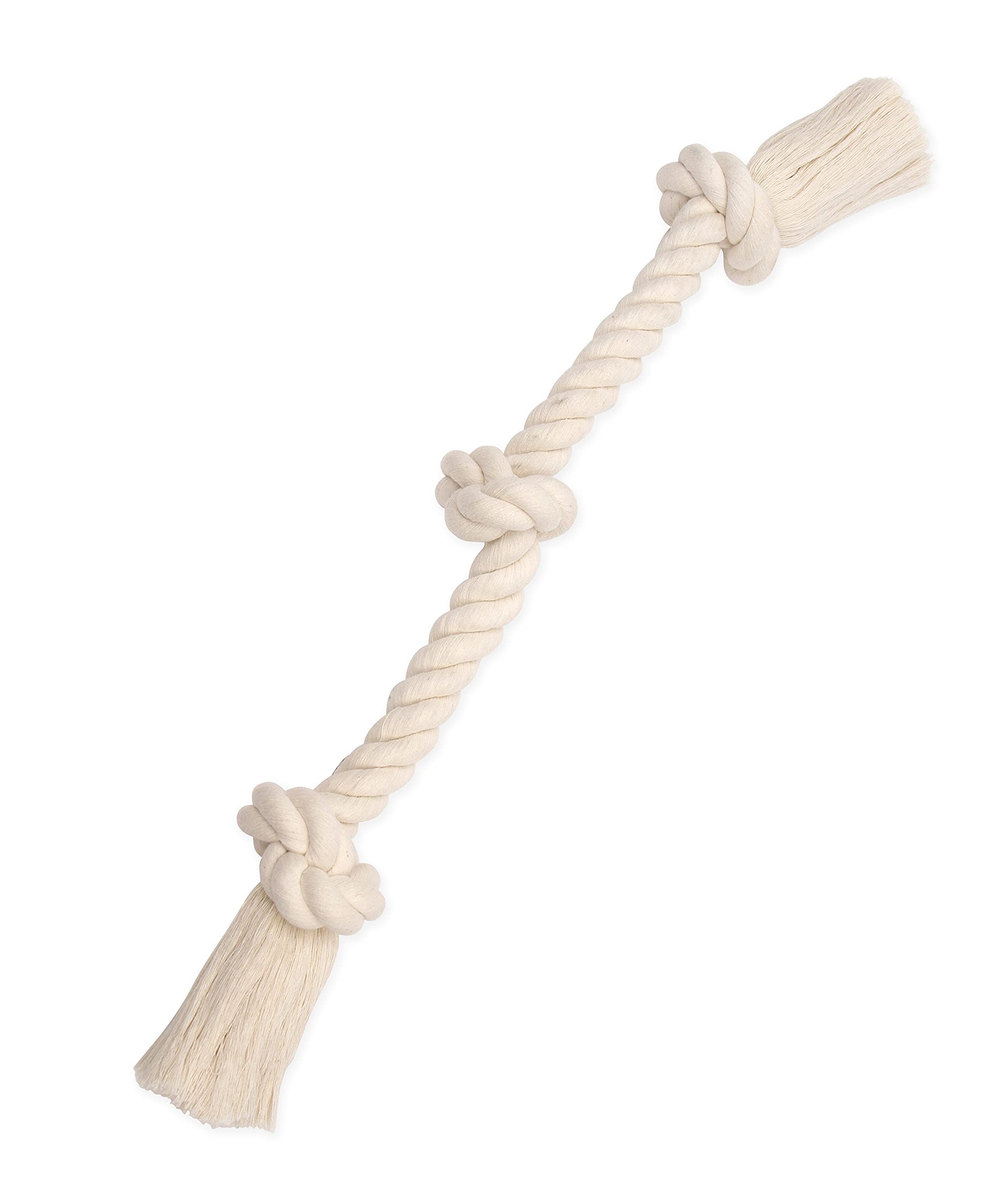 Mammoth Flossy Chews, noeud coton blanc, tir interactif pour chien.