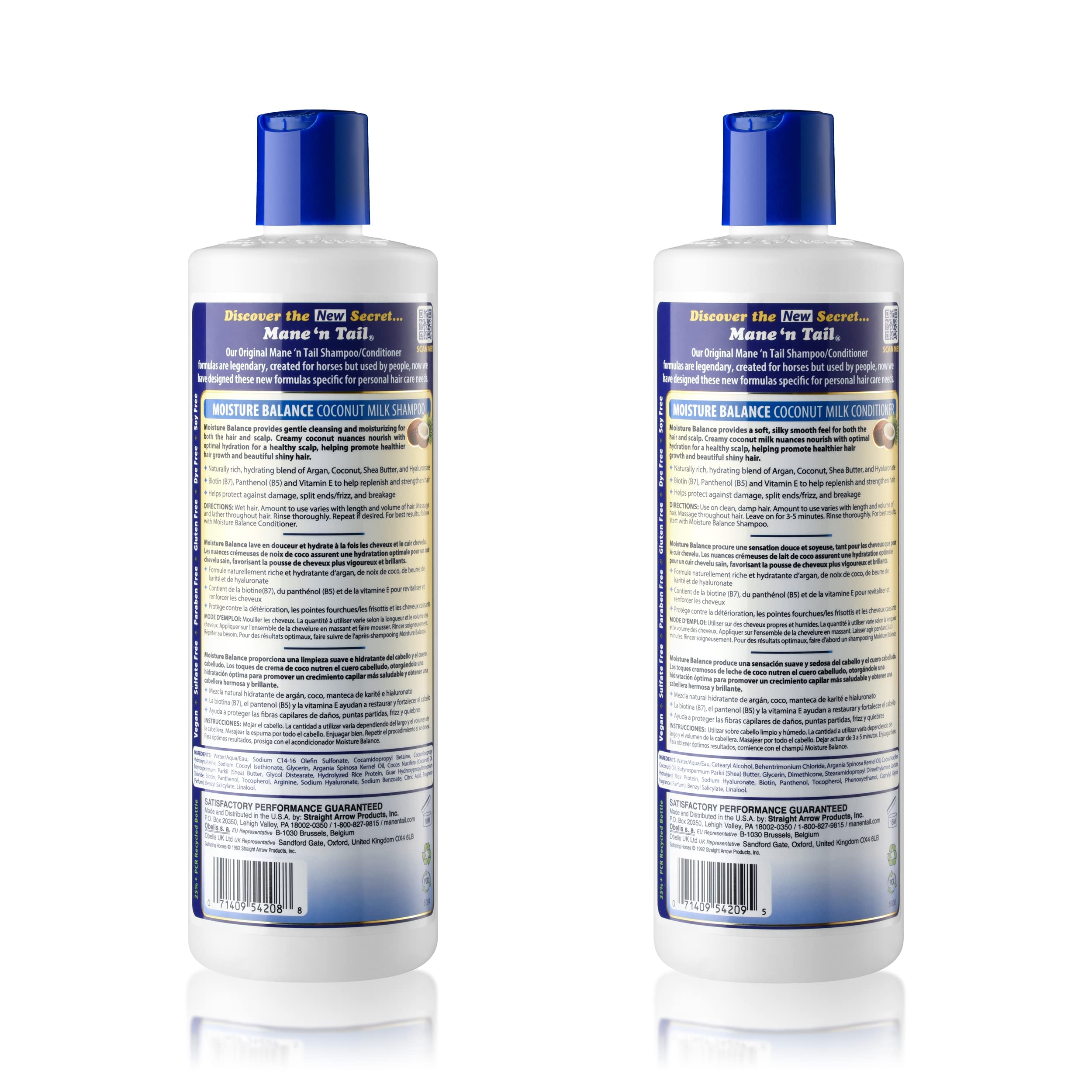 Mane 'n Tail Après-Shampoing Lait Coco Biotine, tube crème favorisant le démêlage.
