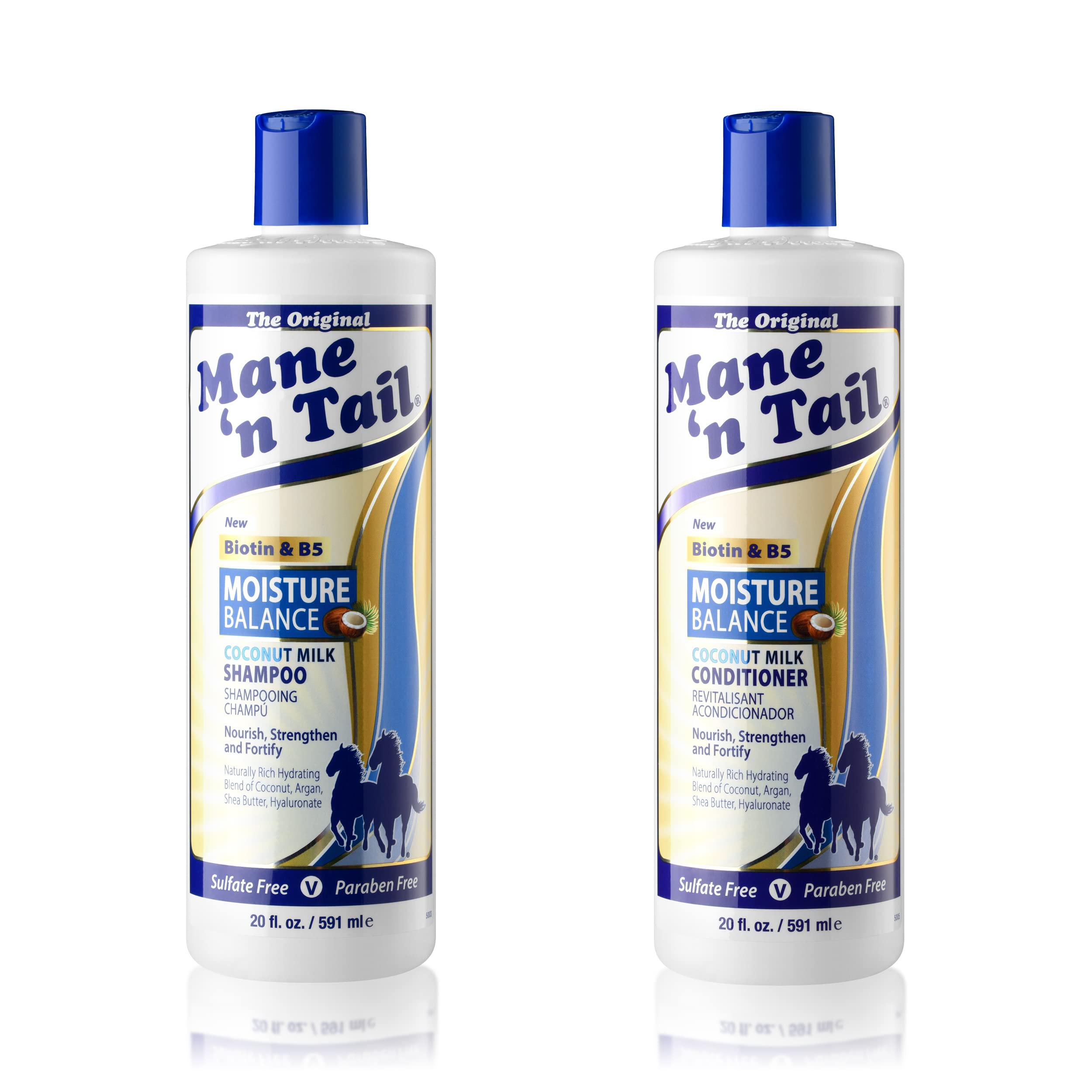 Mane 'n Tail Shampoing Lait Coco Biotine, bouteille hydratante pour cheveux.
