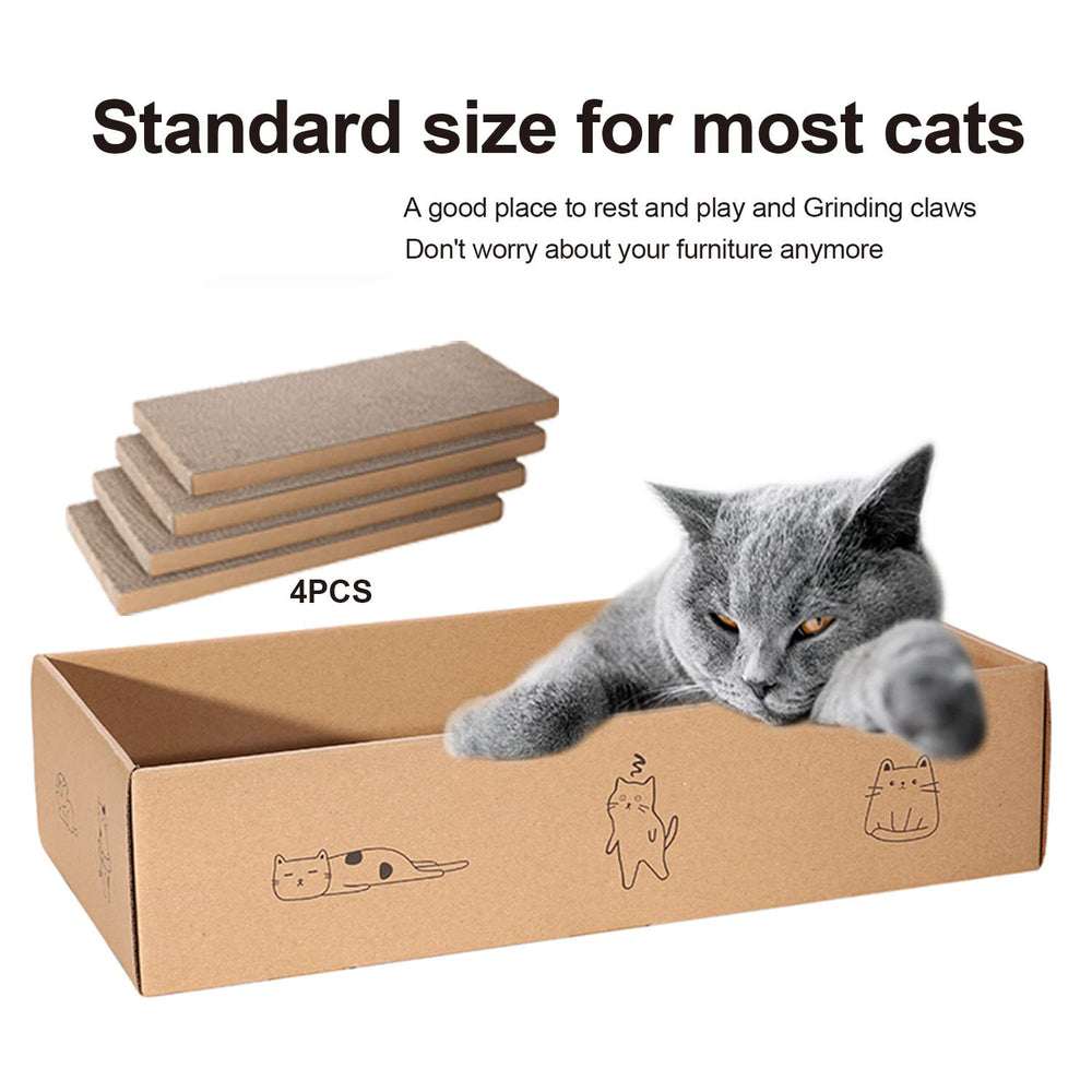 Mankaide chat reposant sur tapis-grattoir en carton