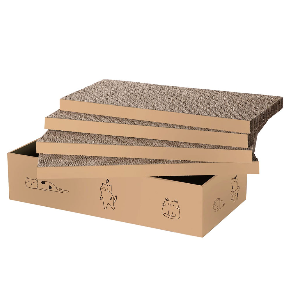 Mankaide lot de 4 tapis-grattoirs pour chat avec boîte, pratique et polyvalent