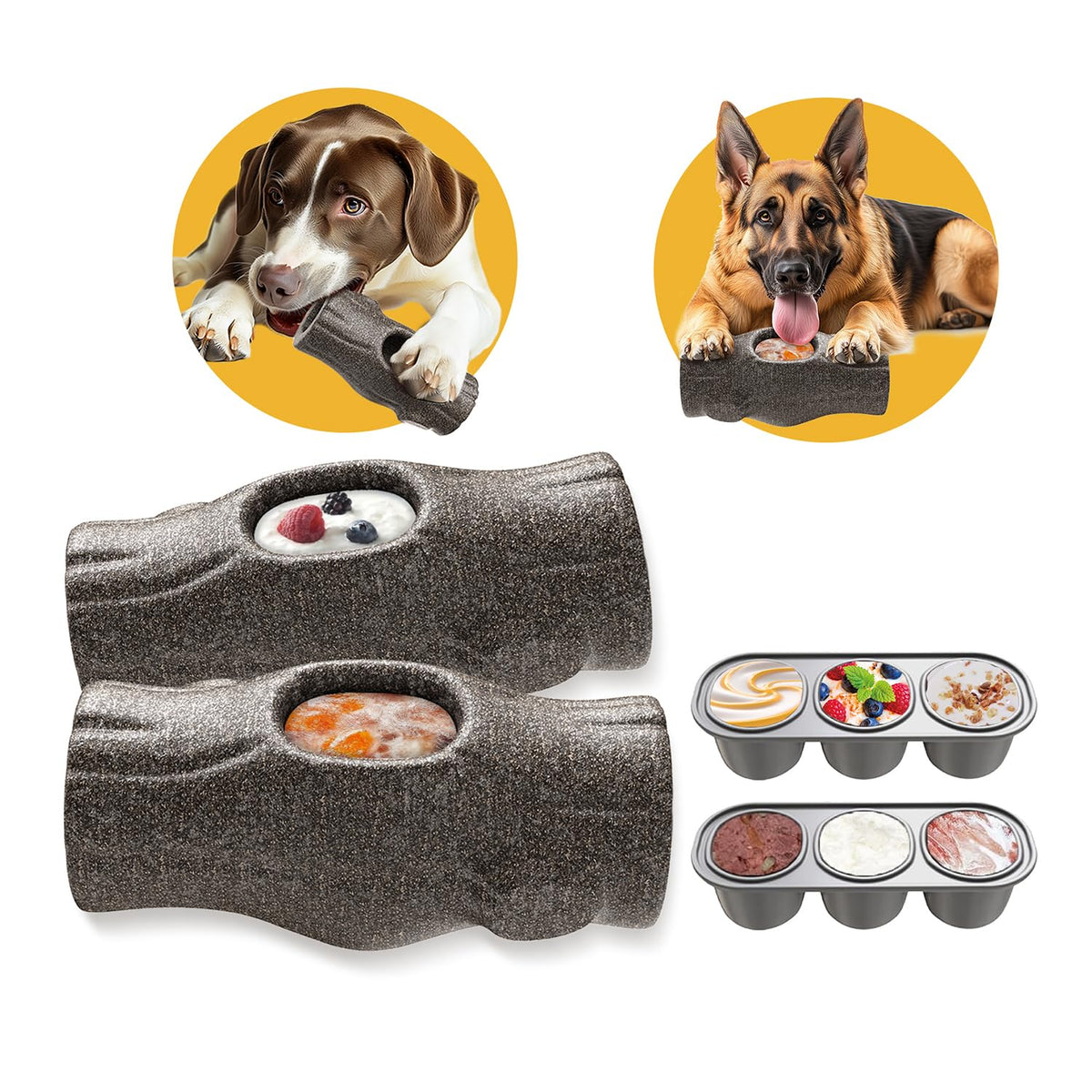 Mankoda – jouet congelé pour chien, gros plan du moule et stimulation mentale.