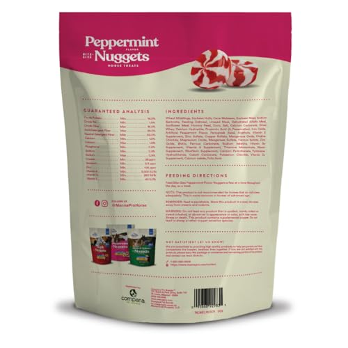 Gros plan sur les bouchées menthe-poivrée Manna Pro, appétit assuré.