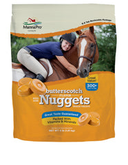 Vue du sachet Manna Pro Bite-Size Nuggets, récompense pratique pour l'entraînement équin.