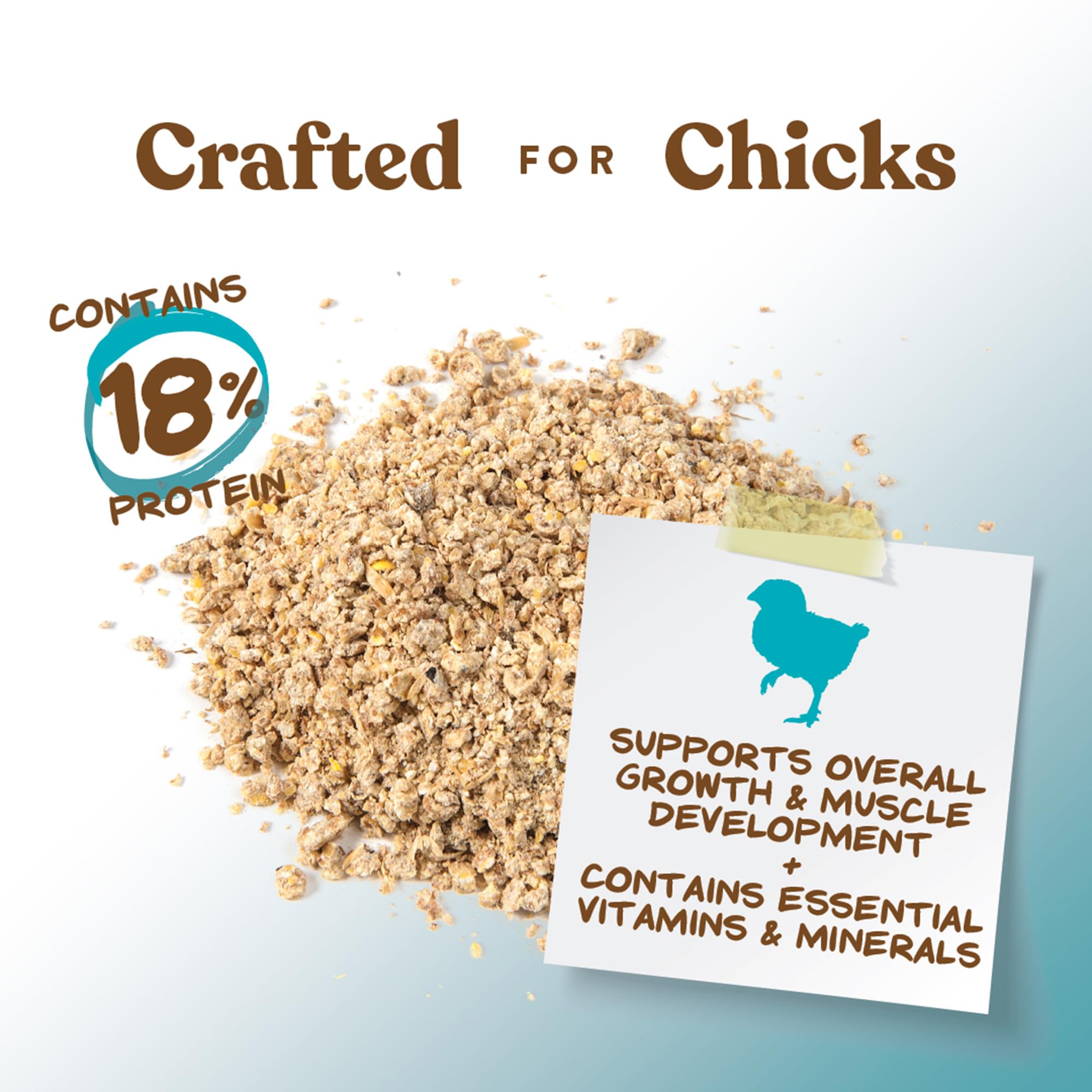 Manna Pro Crumbles émiettés-poussins, faciles à picorer et digérer.