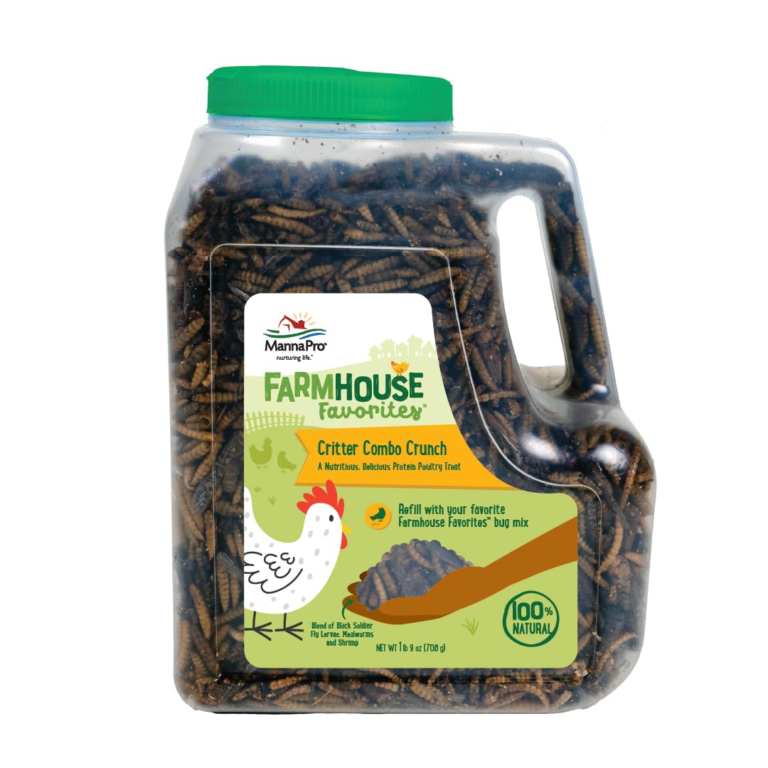 Manna Pro Critter Combo Crunch sur le bocal, appétissant et riche en protéines naturelles.