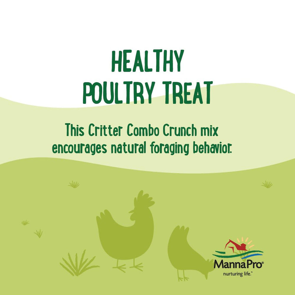 Manna Pro Critter Combo Crunch favorise l enrichissement naturel et l activité physique chez vos oiseaux.